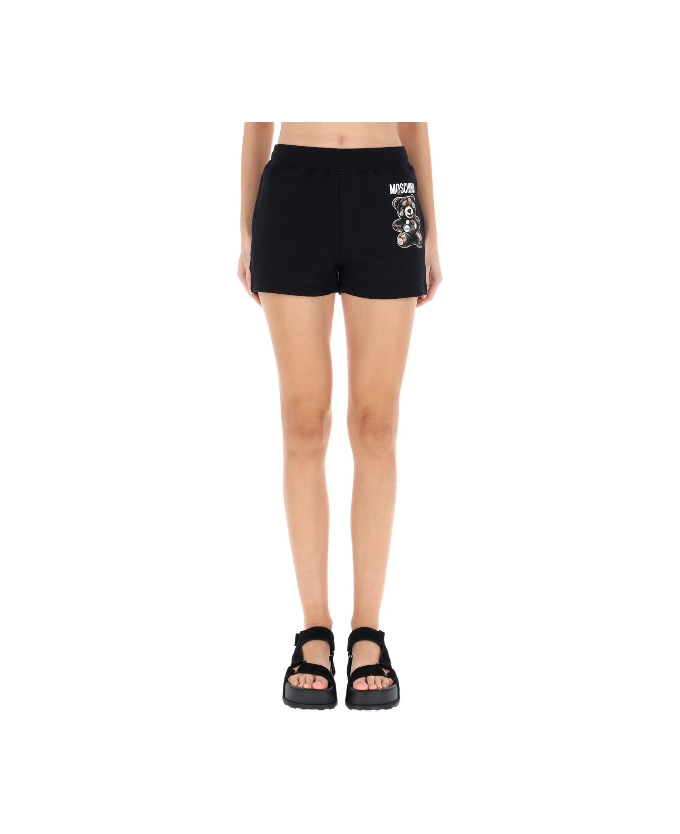 Moschino Shorts With "teddy" Print - BLACK
