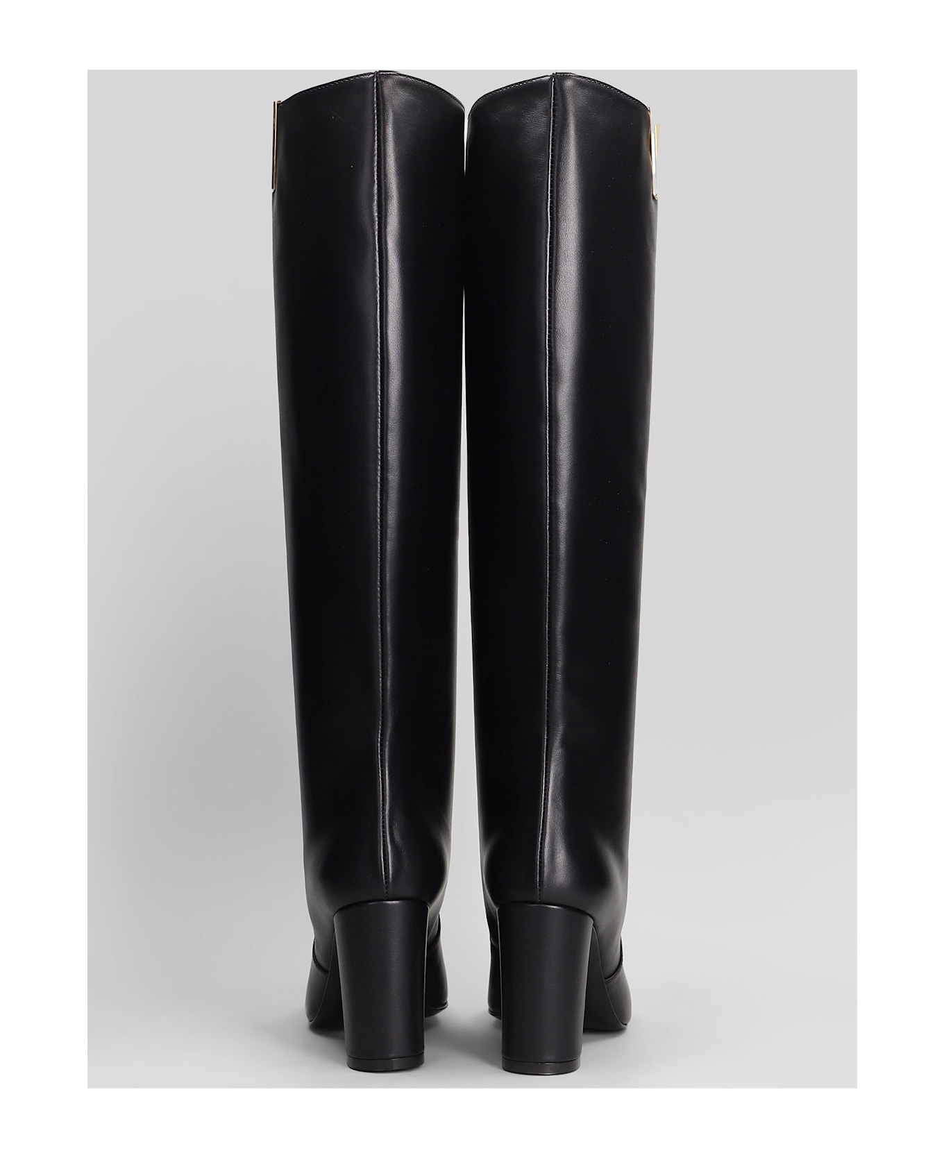 Via Roma 15 High Heels Boots In Black Leather - black