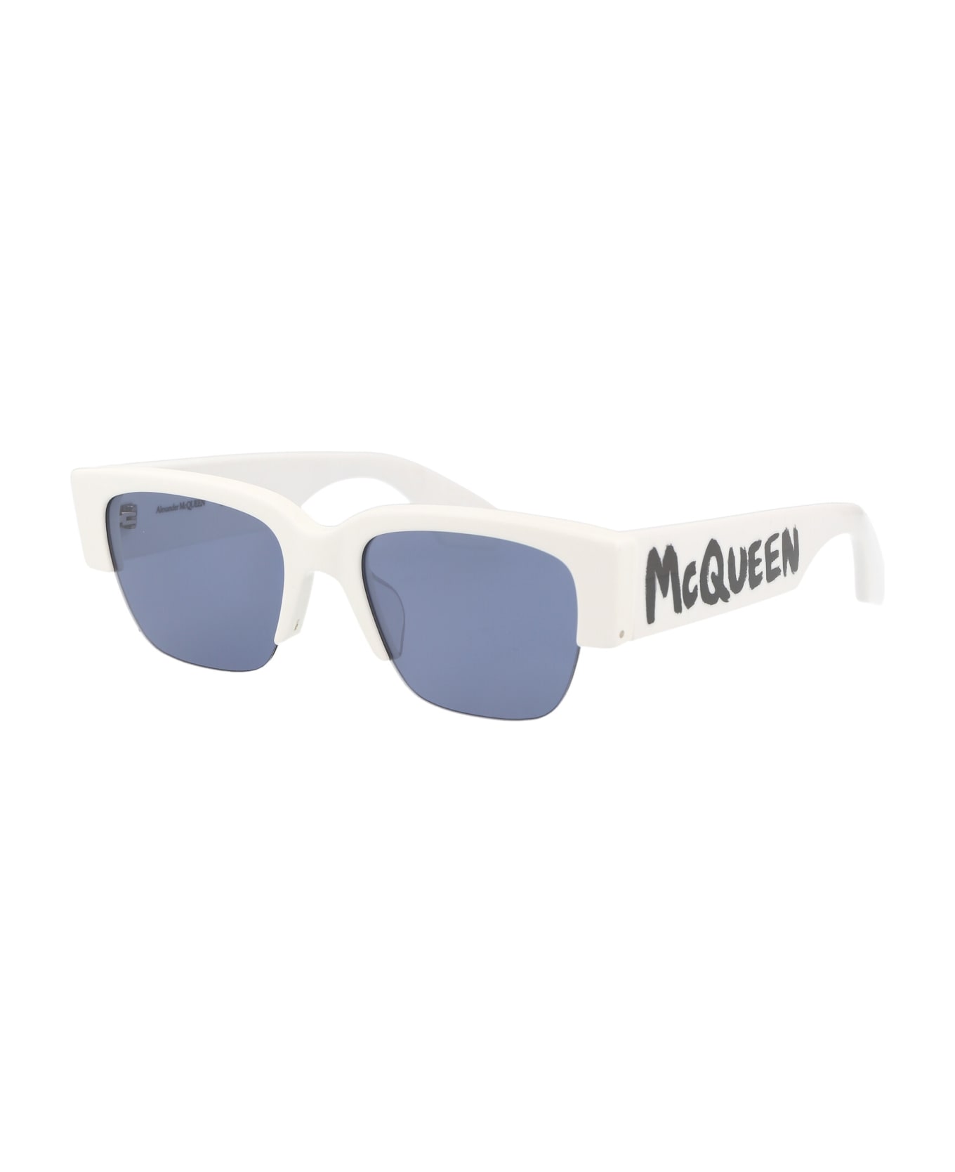 Alexander McQueen Eyewear Am0405s Sunglasses - 004 WHITE WHITE BLUE