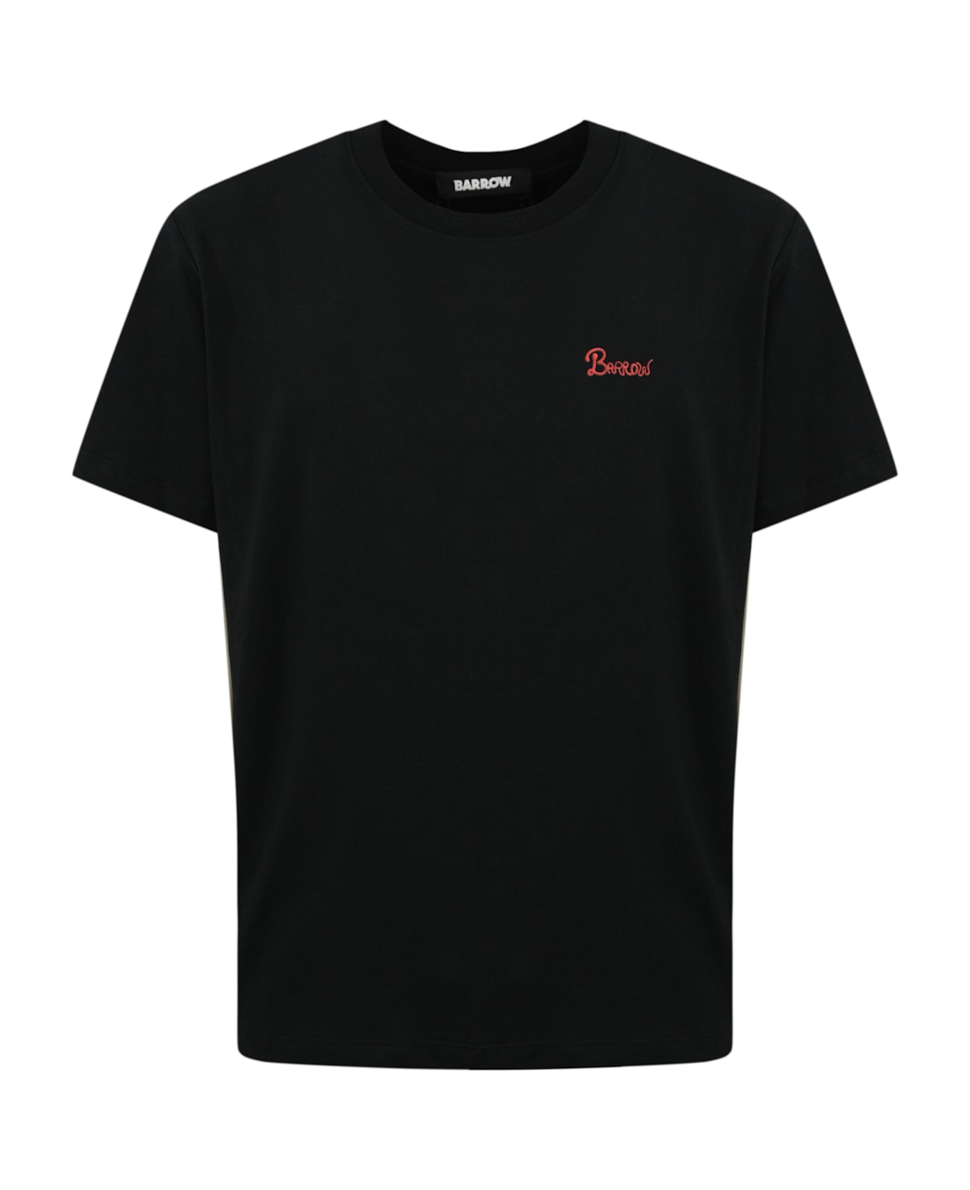 Barrow Cotton T-shirt With Cream Print - NERO BLACK