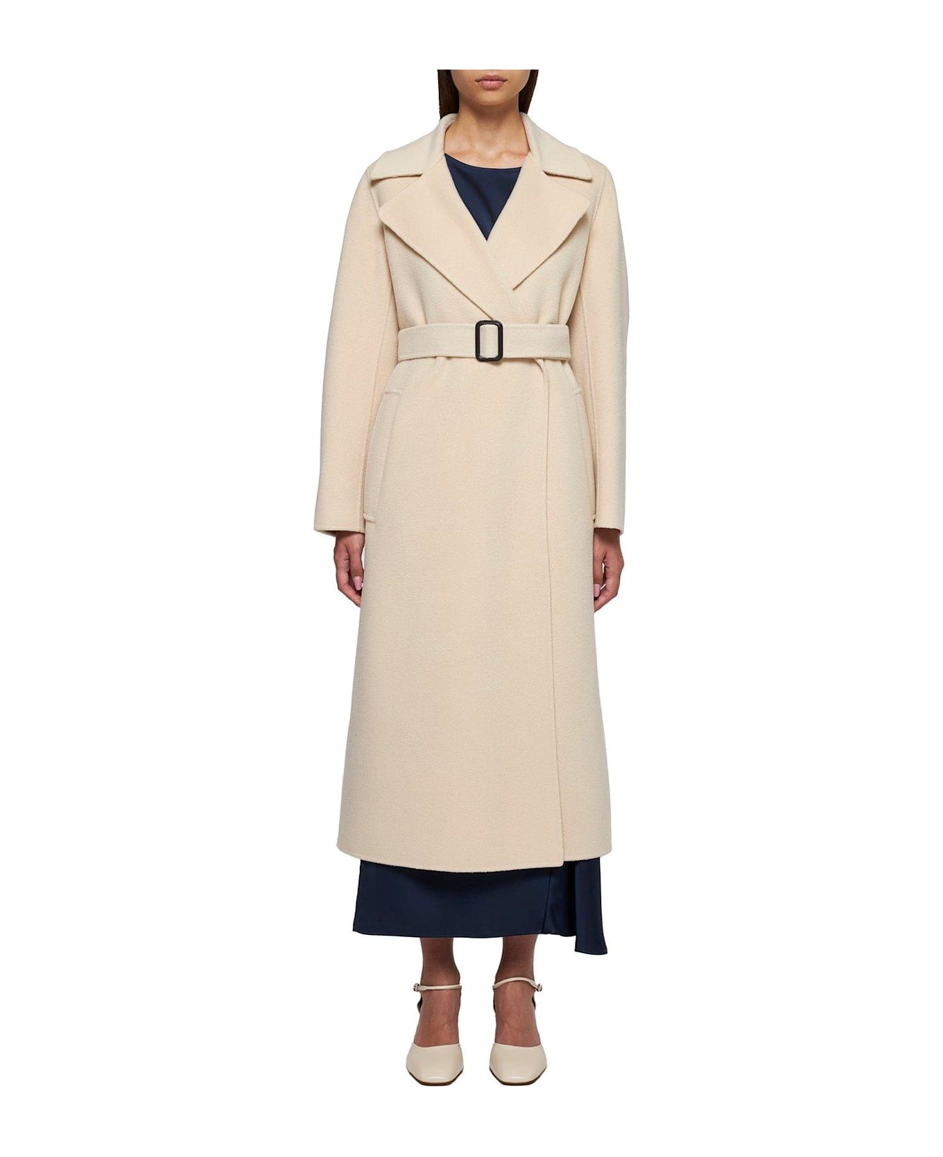 Weekend Max Mara Belted Long-sleeved Coat - Sabbia