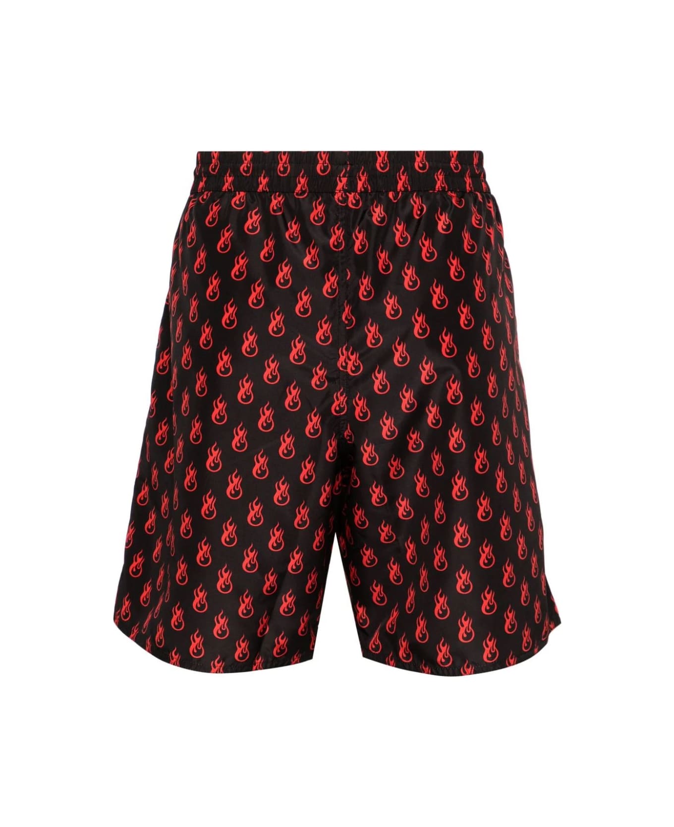 Vision of Super Black Swimwear With Red Flames Pattern - BLACK/RED