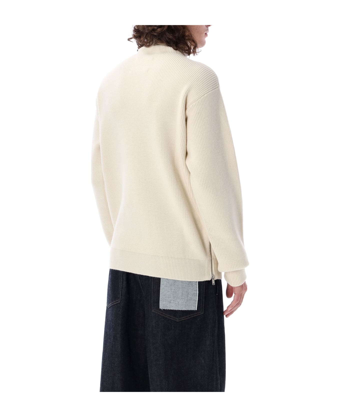 Jil Sander High Neck Sweater Zip Side - NATURAL