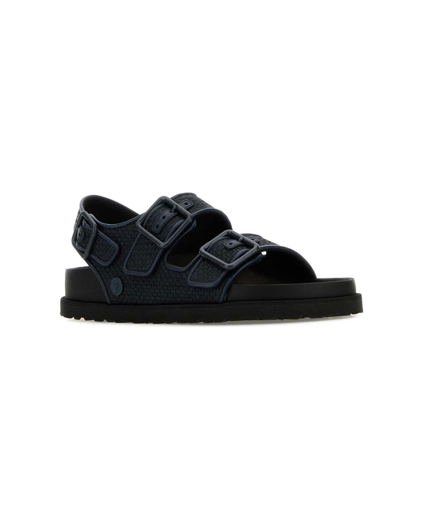 Birkenstock 1774 Navy Blue Raffia Milano Sandals - Blue