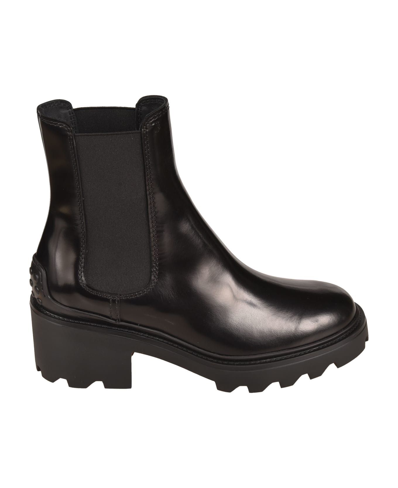 Tod's Elastic Sided Leather Ankle Boots - Black