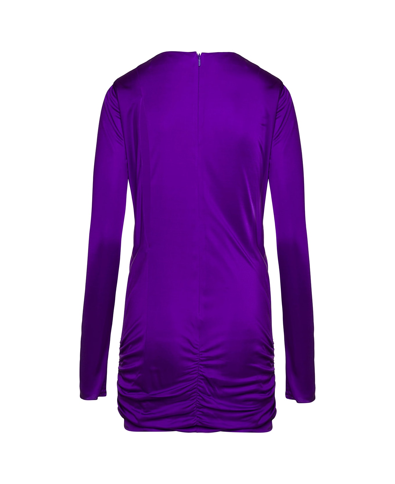 Versace Purple Minidress With Cut-out Detailing Satin Effect In Viscose Woman - Violet