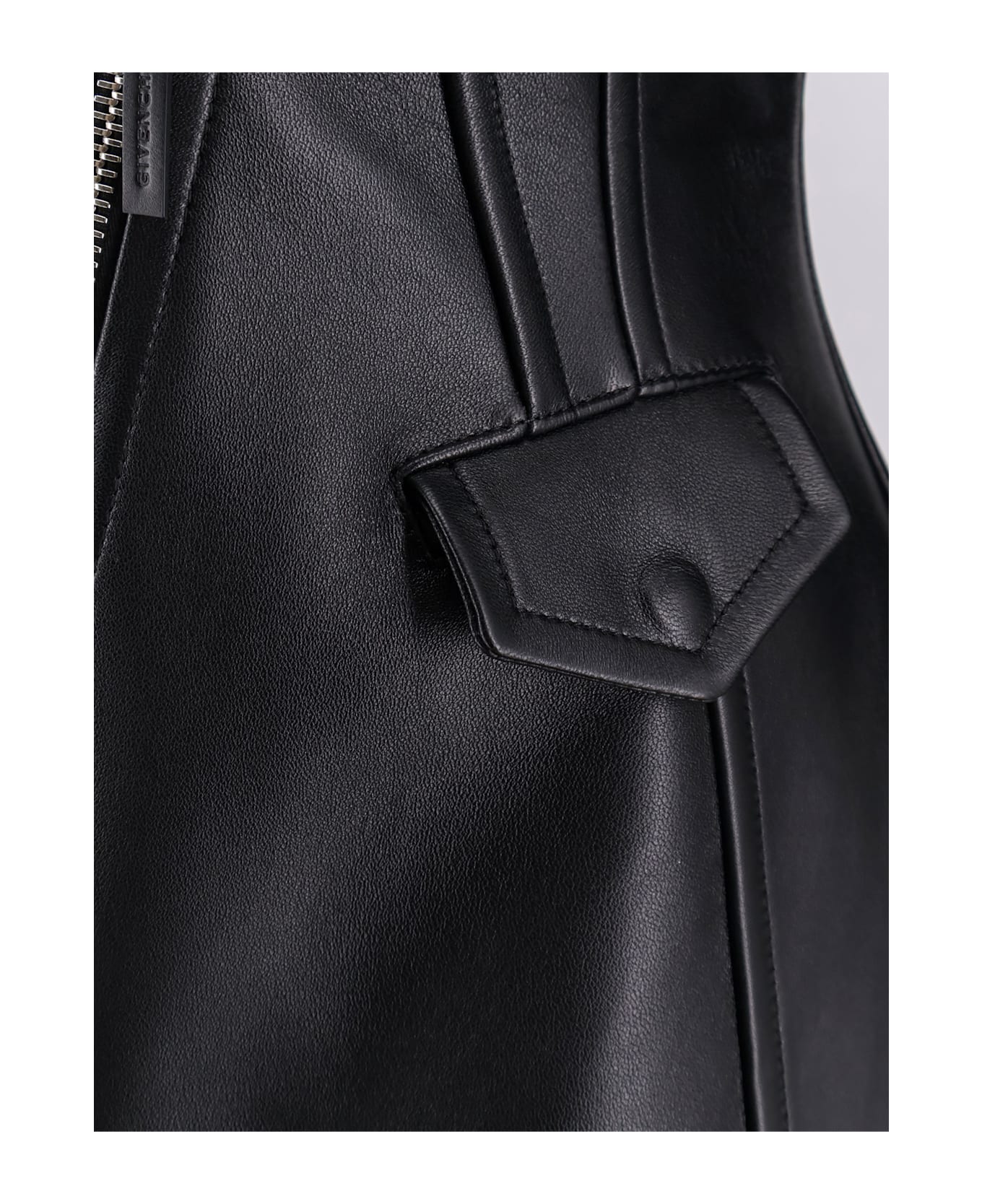 Givenchy Waisted Leather Jacket - Black