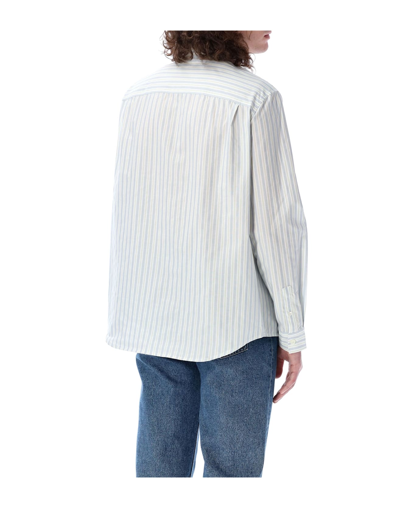 A.P.C. Edouard Brodé Shirt - PALE GREEN STRIPES