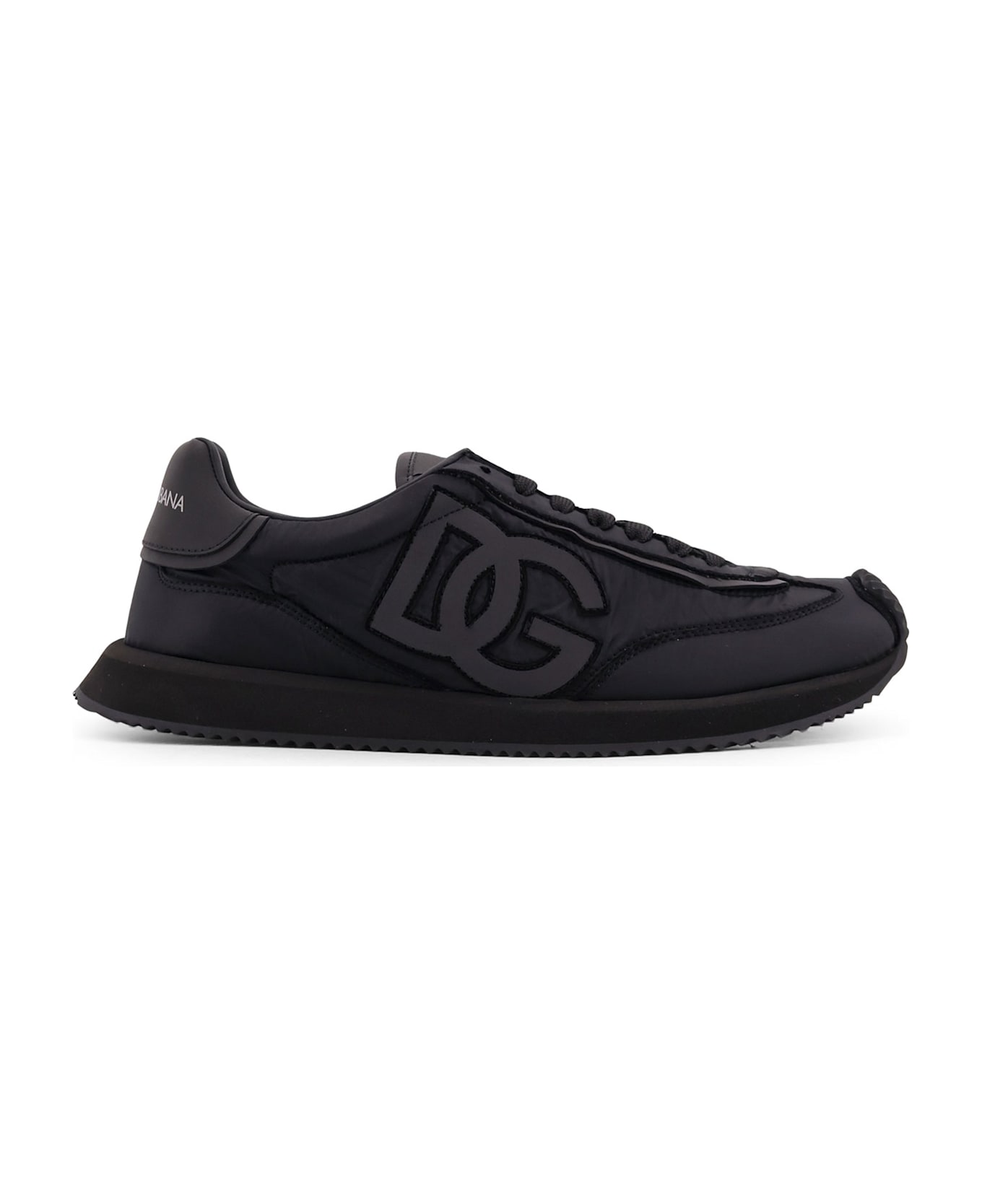 Dolce & Gabbana Low-top Nylon Sneakers With Leather Inserts - Black