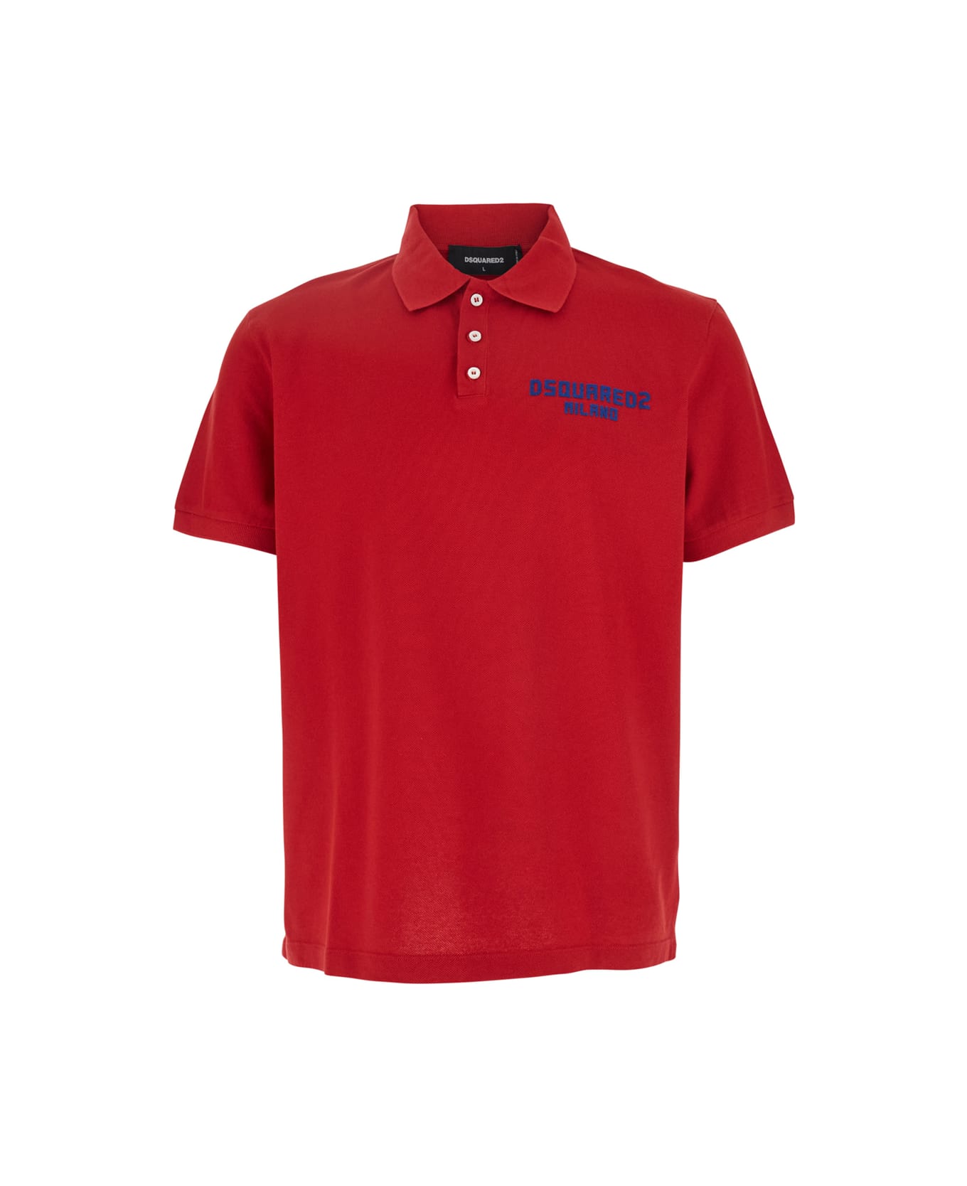 Dsquared2 Red Polo Shirt With Embroidered Logo On The Front In Cotton Man - Red