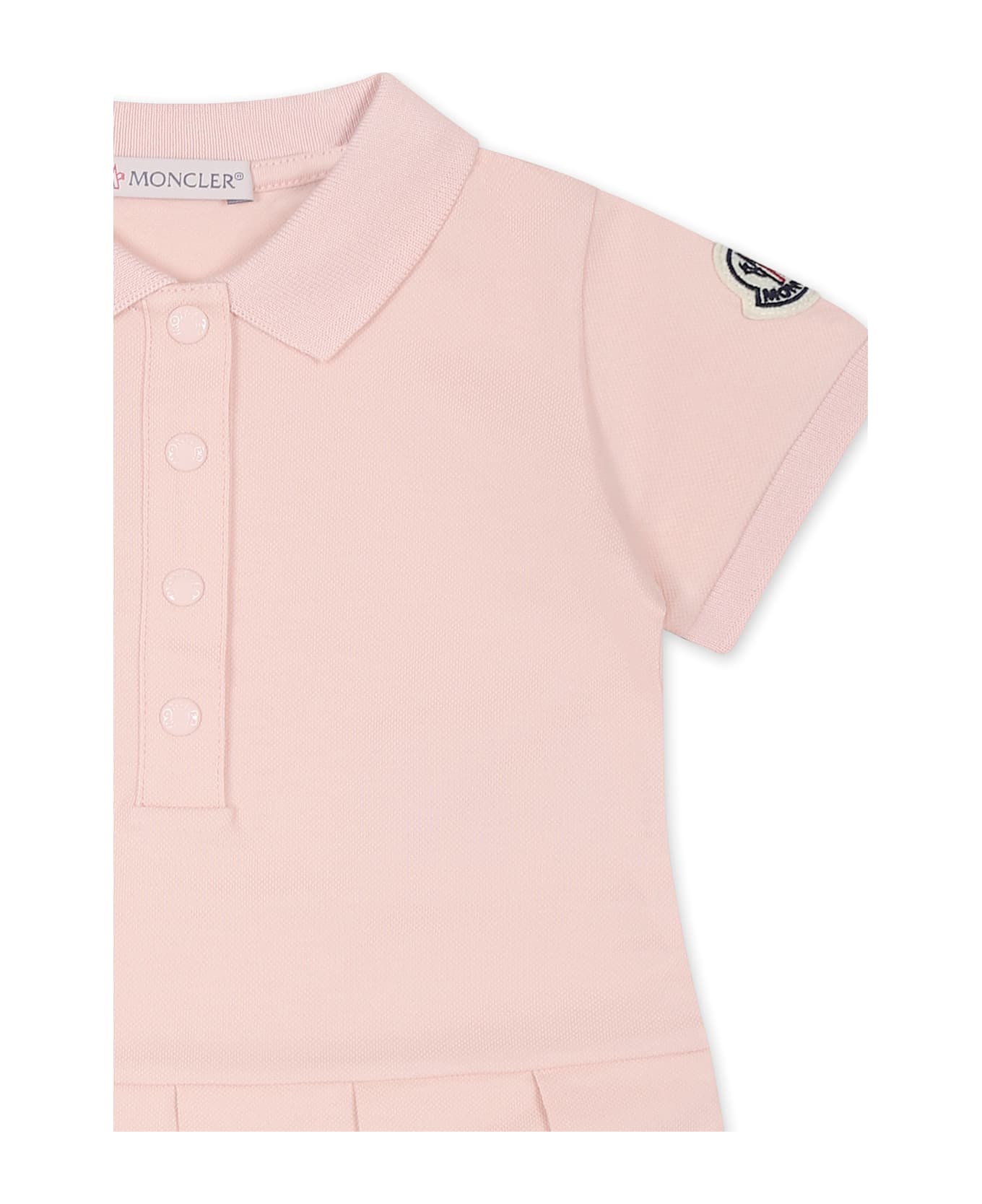 Moncler Pink Dress For Baby Girl With Logo - Pink