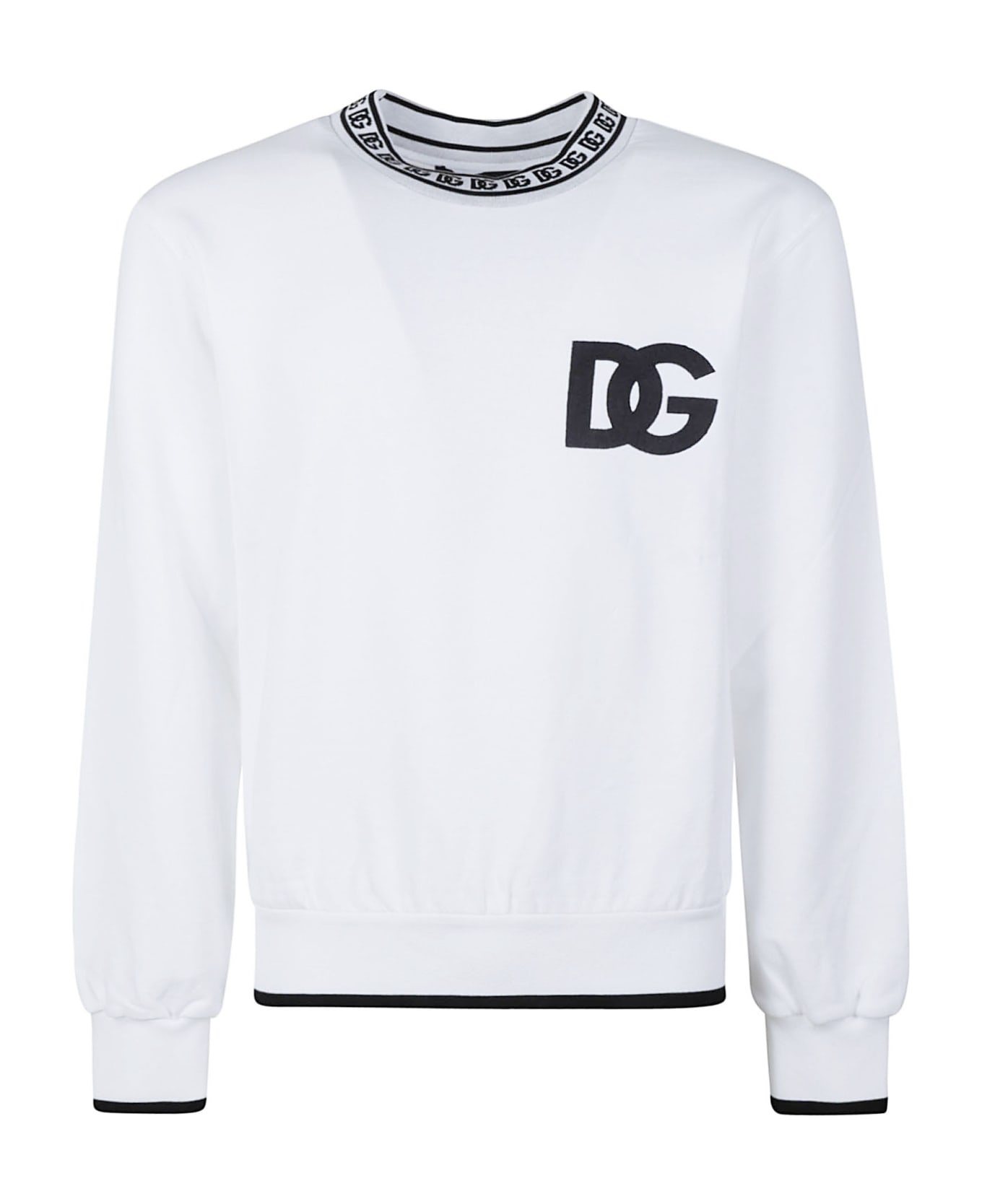 Dolce & Gabbana Logo Chest Ribbed Sweatshirt - White