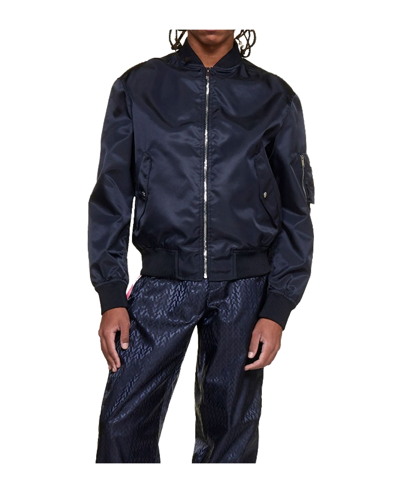 Valentino Printed Neon Universe Bomber Jacket - Blue