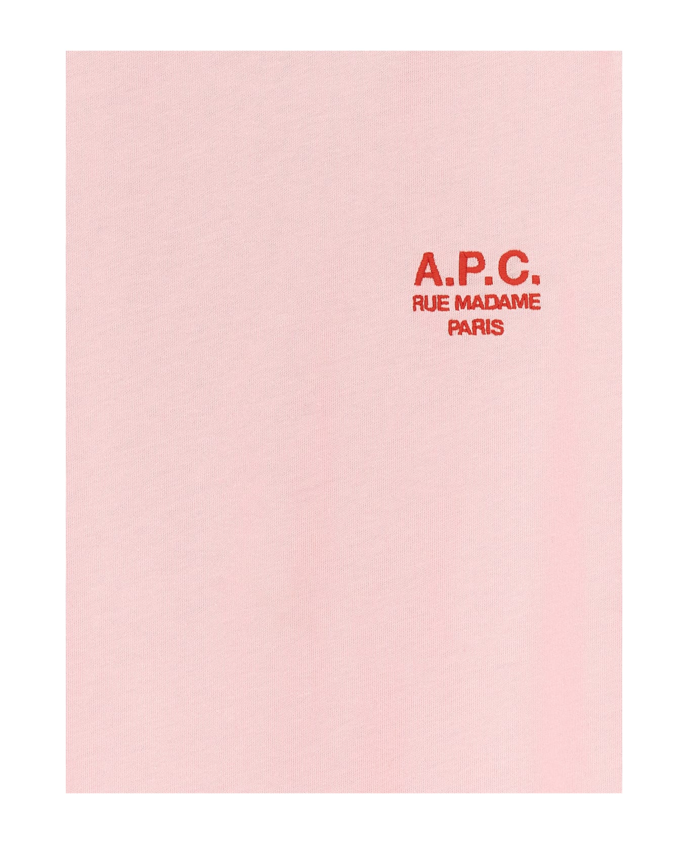 A.P.C. Logo Printed Crewneck T-shirt - Tfe Rose Rouge Tシャツ