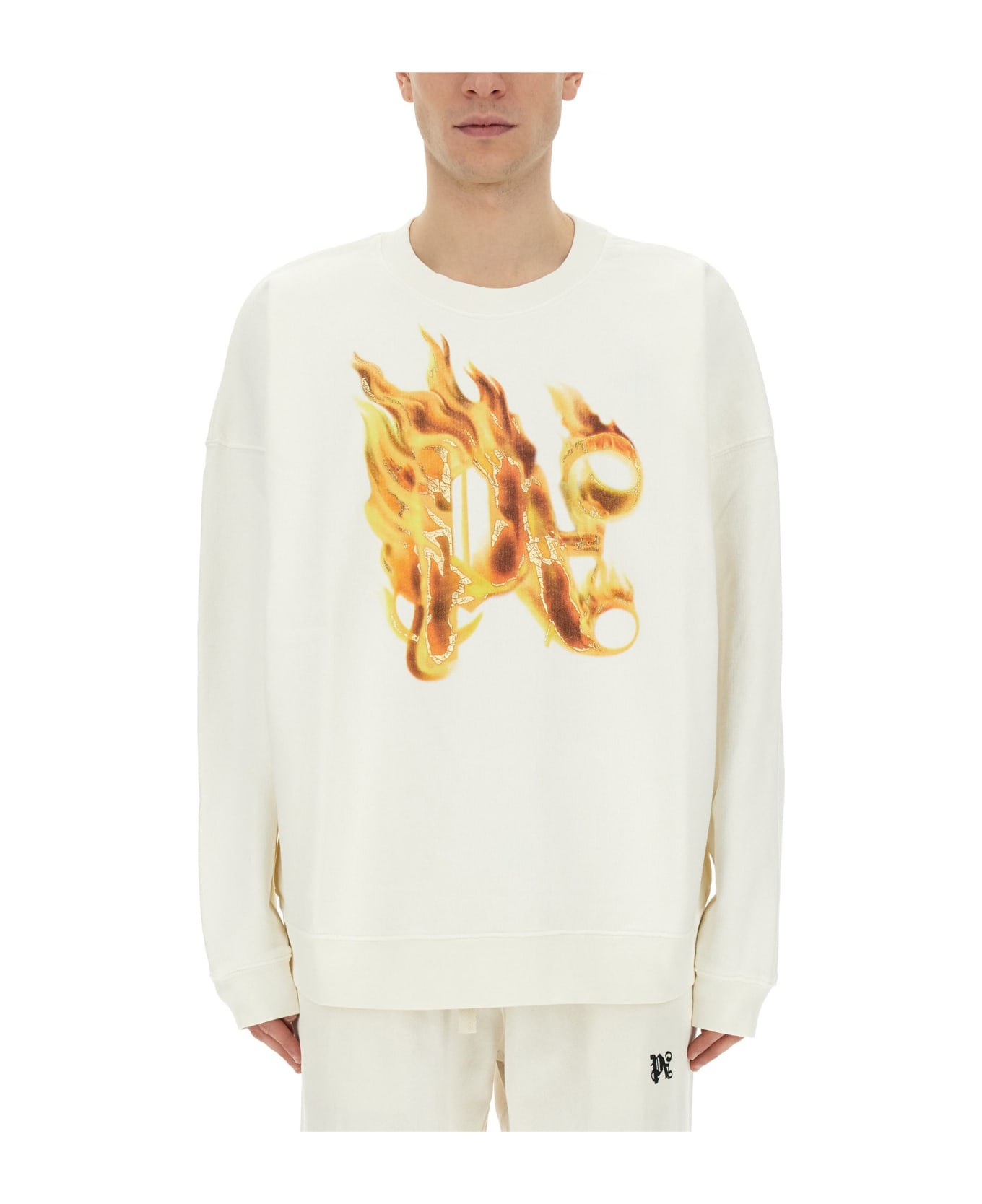 Palm Angels Burning Monogram Sweatshirt - WHITE フリース