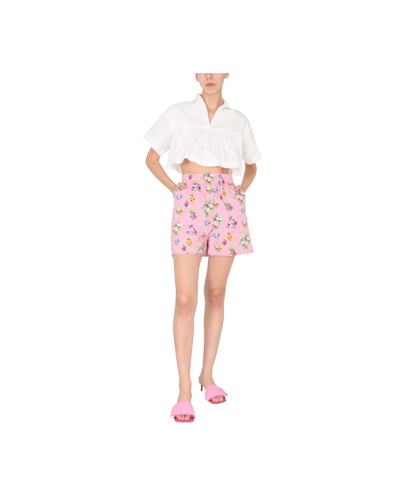 MSGM "micro Bouquet" Print Shorts - PINK