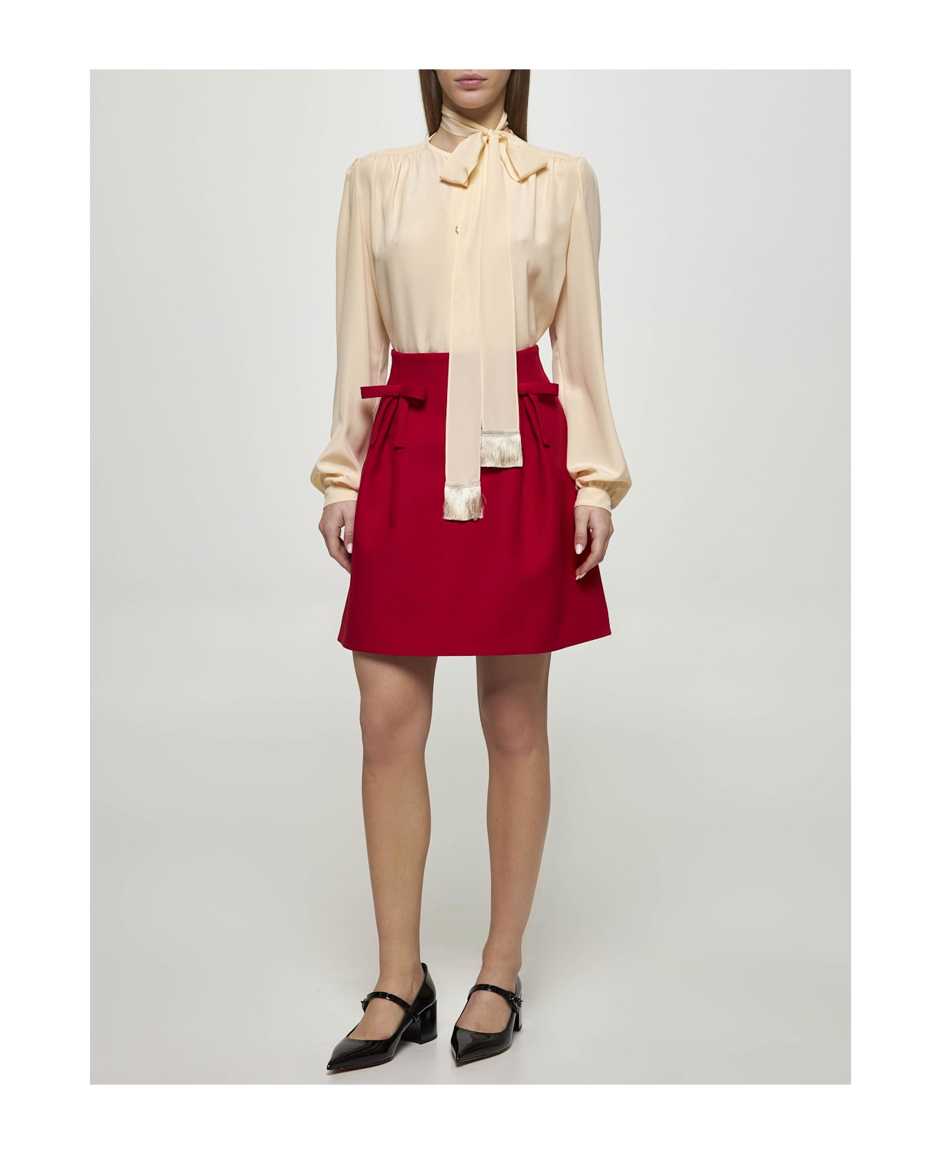 Valentino Garavani Ivory Crepe De Chine Shirt - Pink