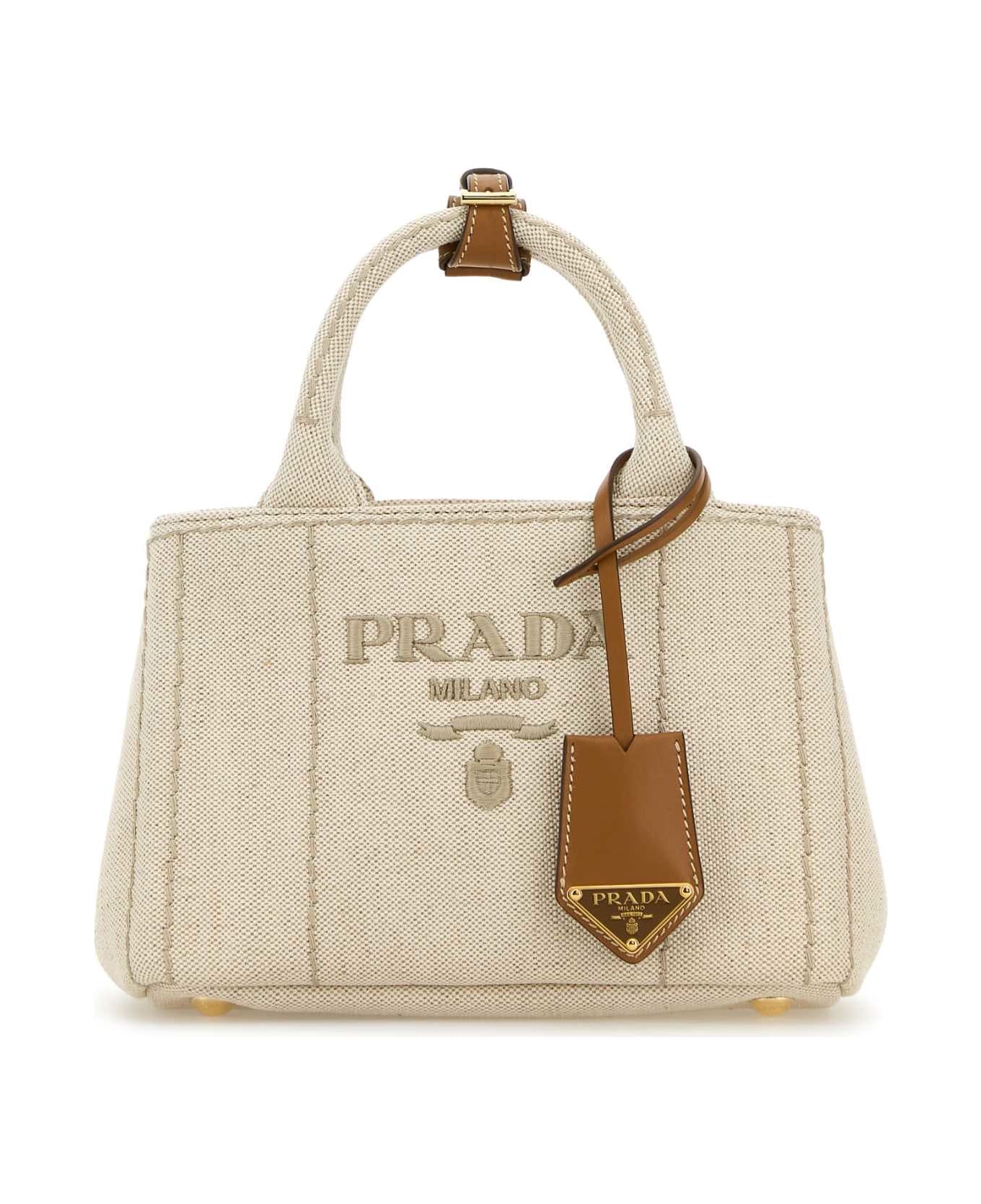 Prada Sand Canvas Shopping Bag - NATURALE