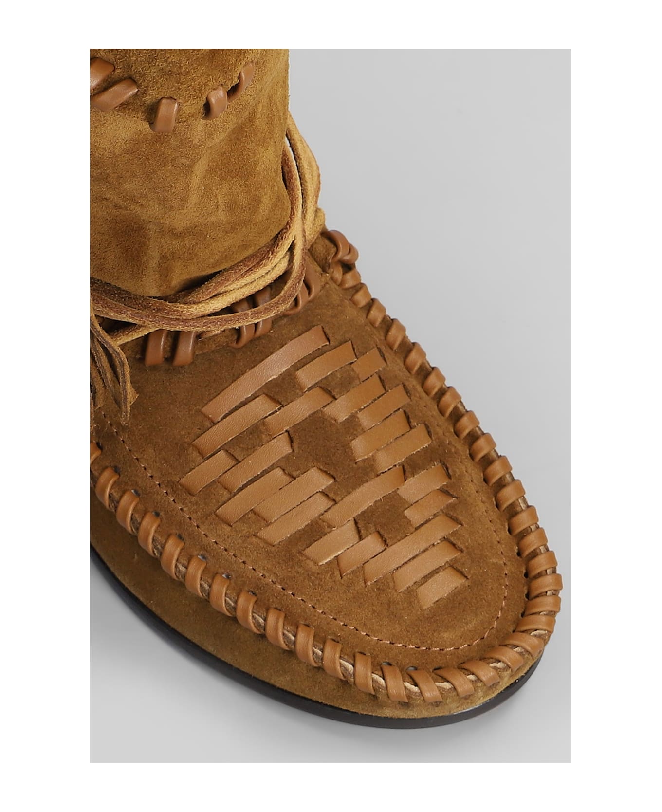 Isabel Marant Winki Low Heels Boots In Brown Suede - COGNAC