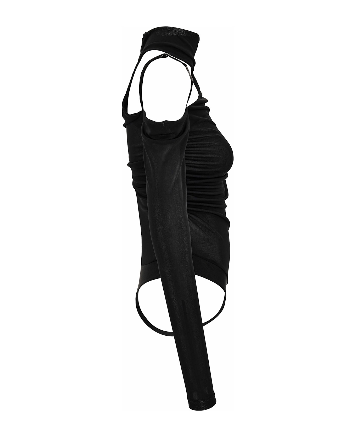 Versace Jeans Couture Black One-shoulder Long-sleeve Bodysuit - Black