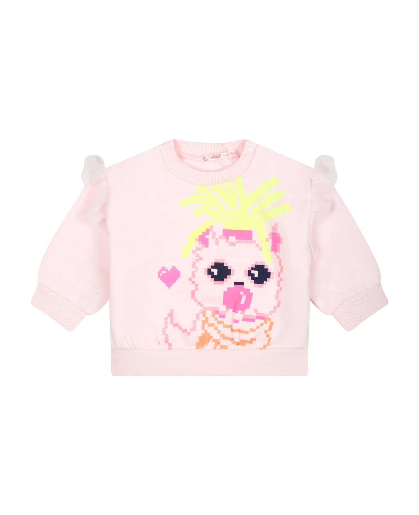 Billieblush Pink Sweatshirt For Baby Girls With Multicolor Print - Pink