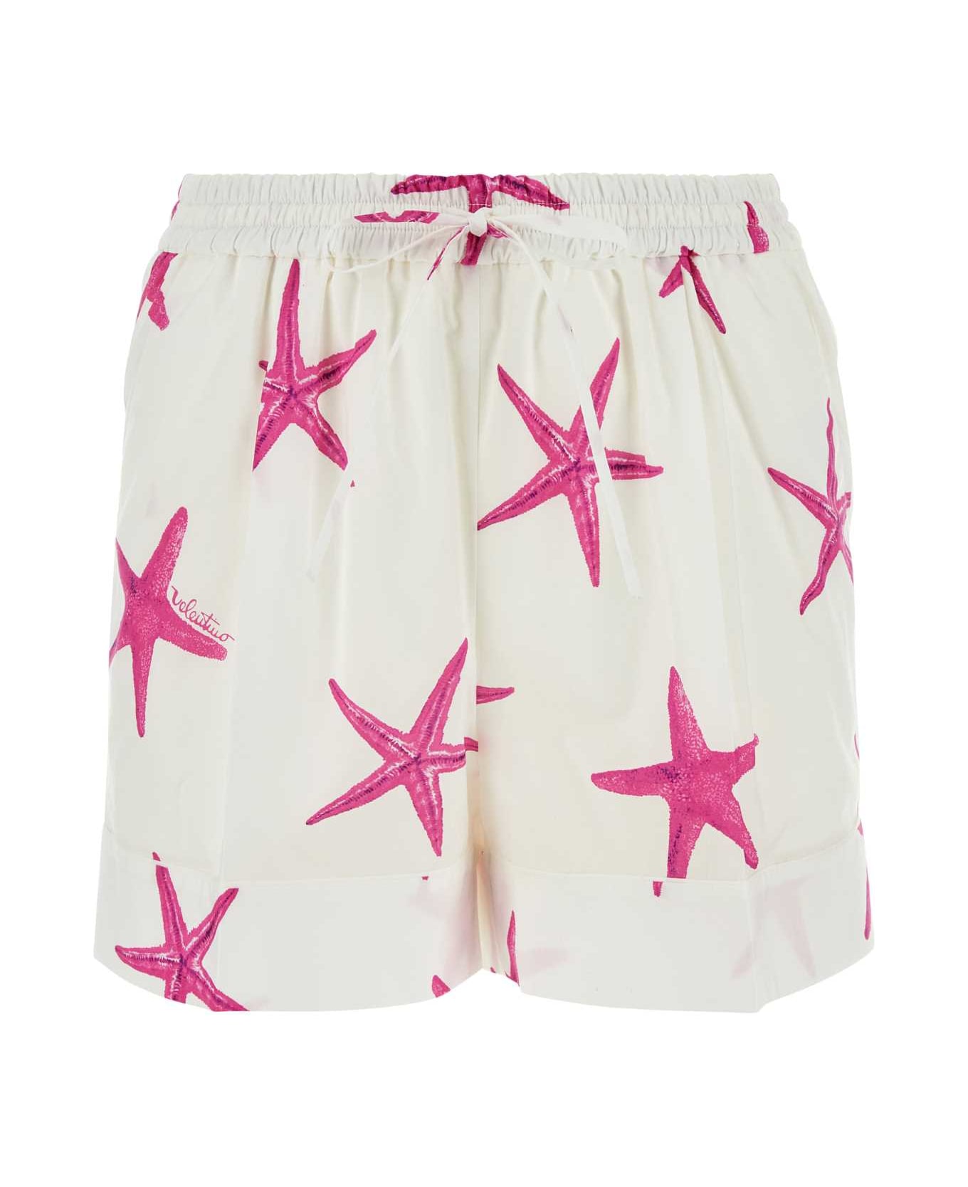 Valentino Garavani Printed Poplin Valentino Garavani Escape Shorts - AVORIOPINKPP