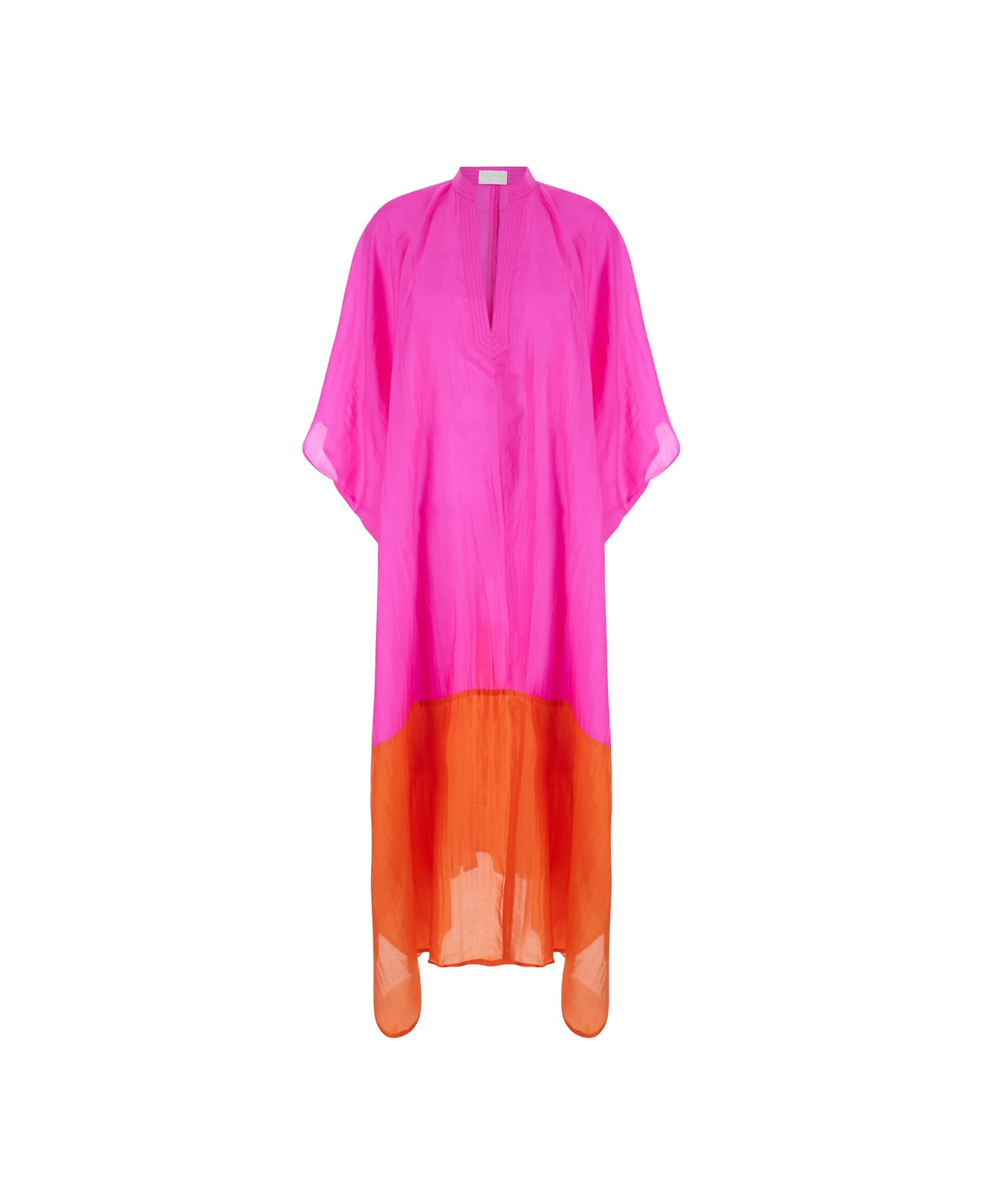 The Rose Ibiza Pink And Orange Maxi Dress In Silk Woman - Multicolor