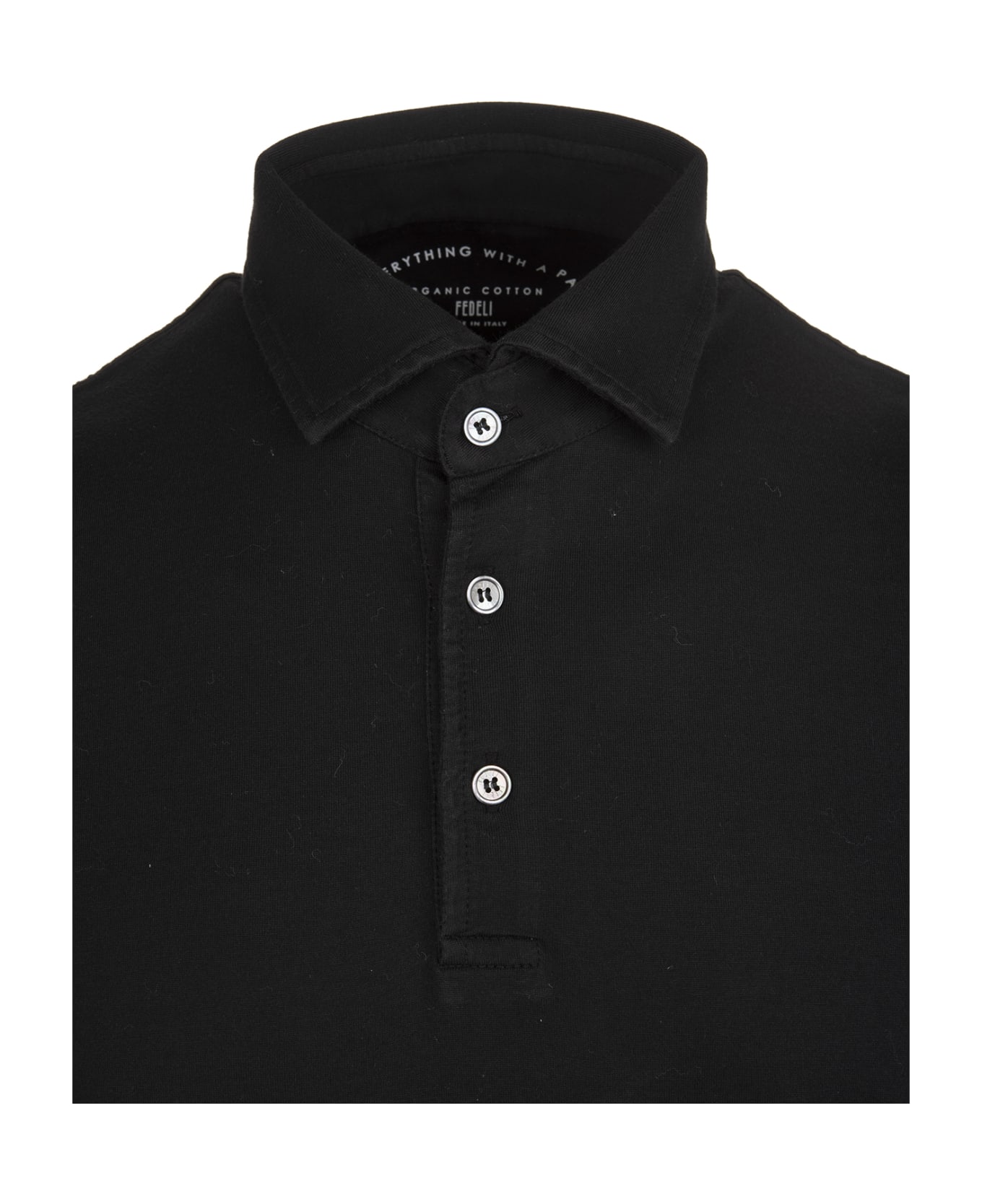 Fedeli Black Polo Shirt In Organic Cotton - Black