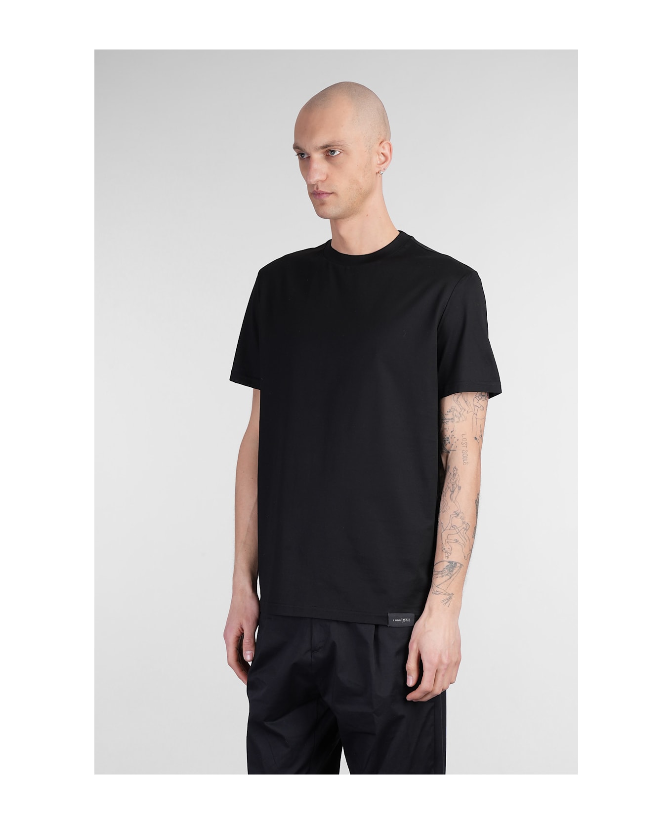 Low Brand B134 Basic T-shirt In Black Cotton - black