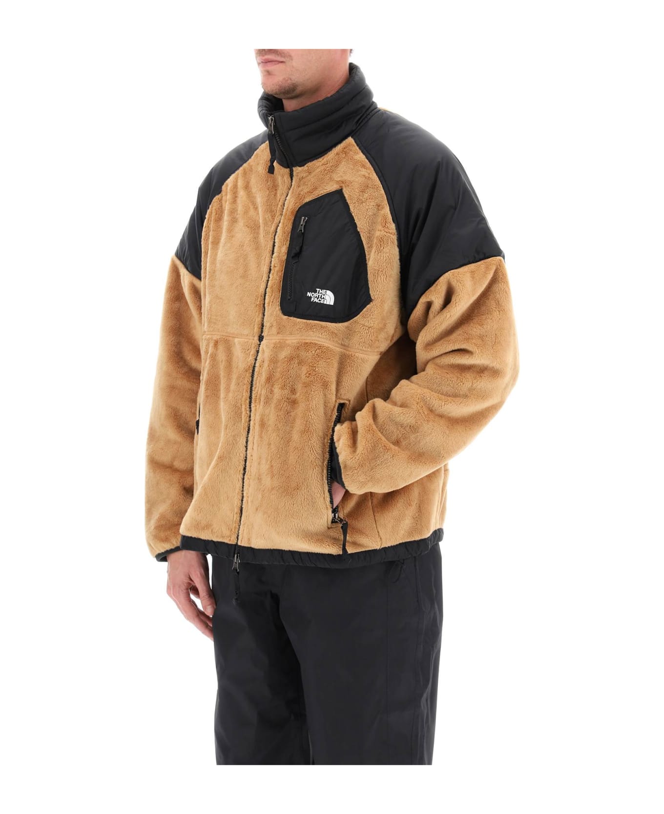 The North Face Fleece Jacket With Nylon Inserts - ALMOND BUTTERTNF BLACK (Beige)