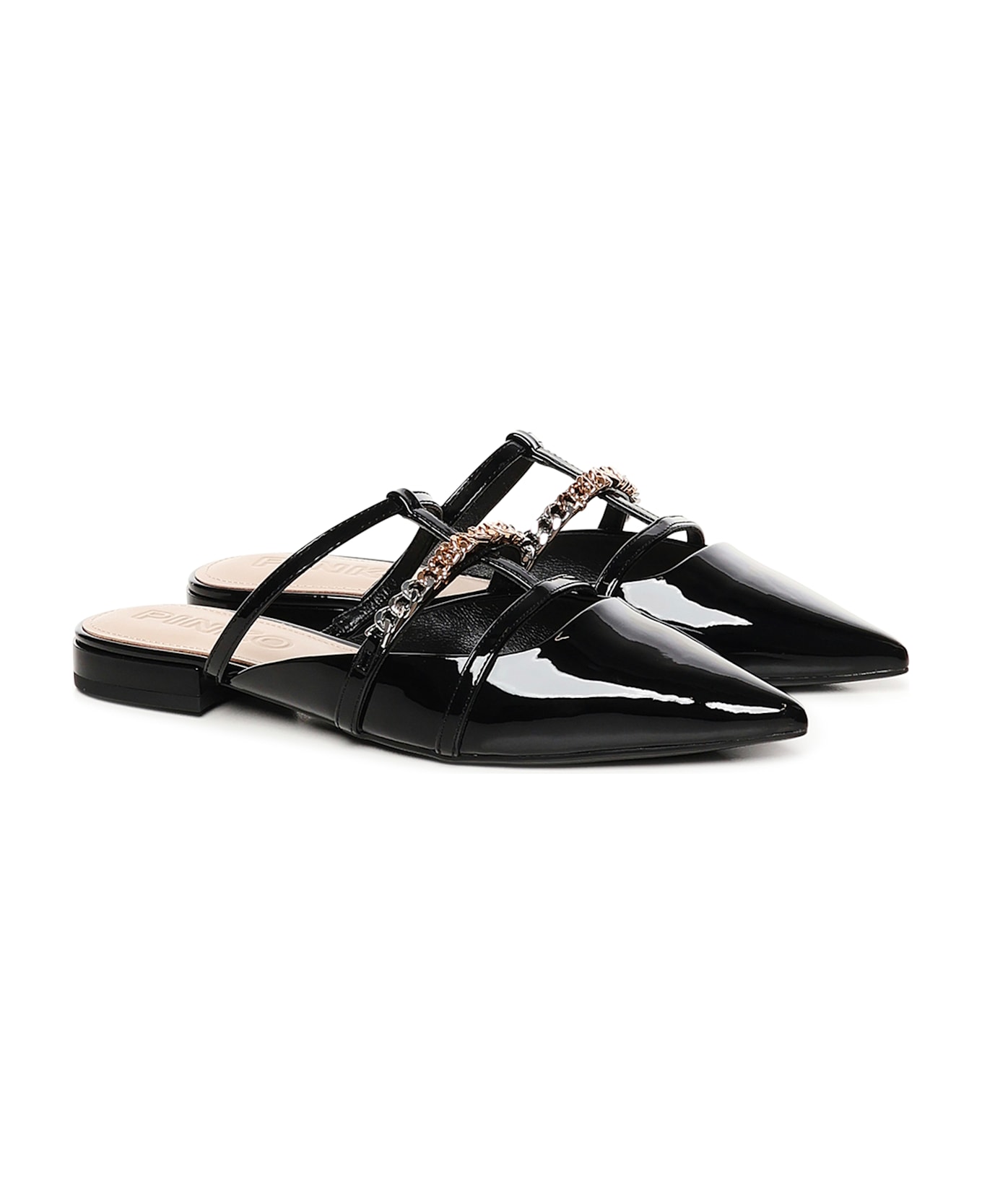 Pinko Patent Leather Mules Ballerinas - Black