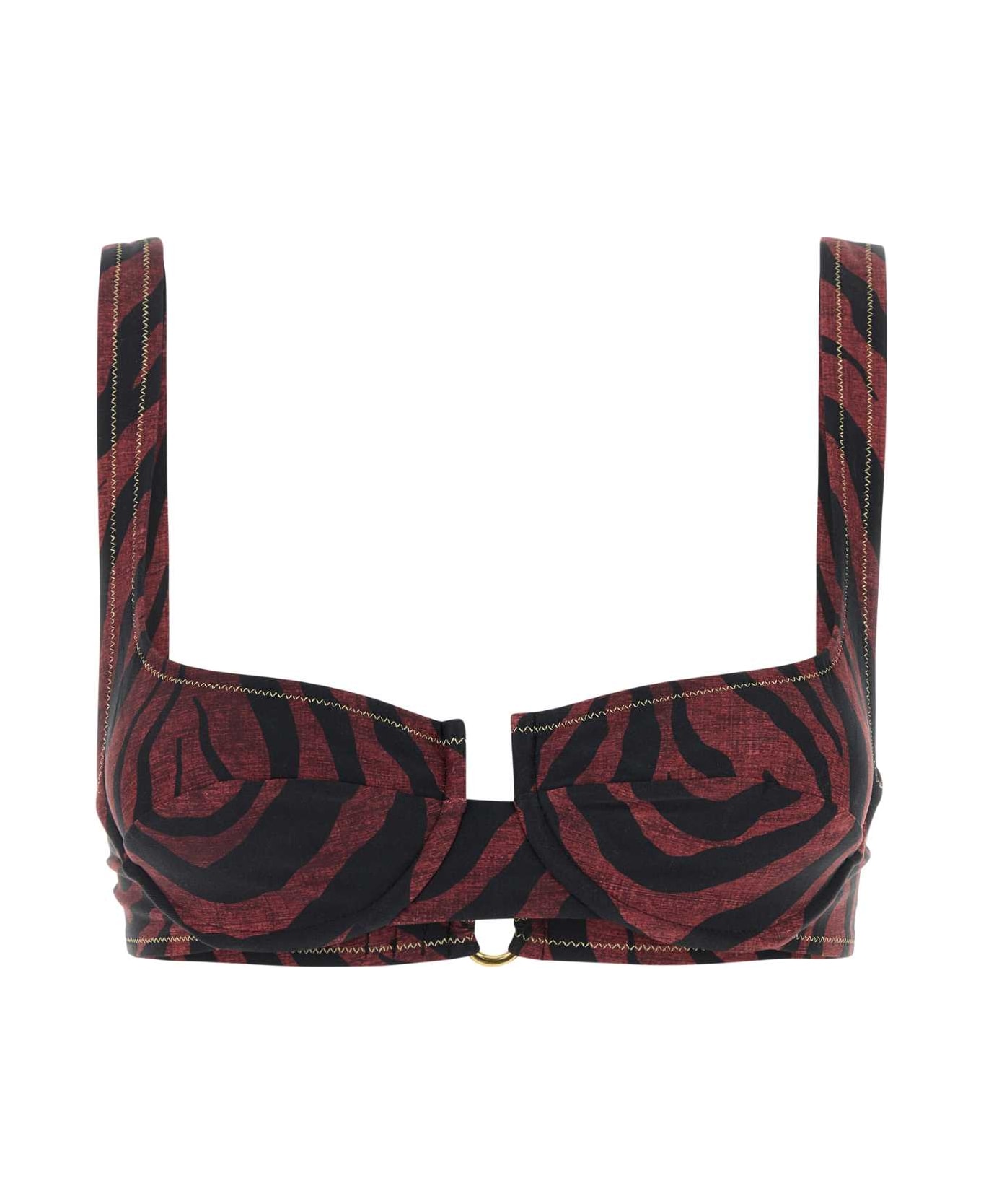 Reina Olga Printed Stretch Nylon Brigitte Bikini Top - BROWNTIGER