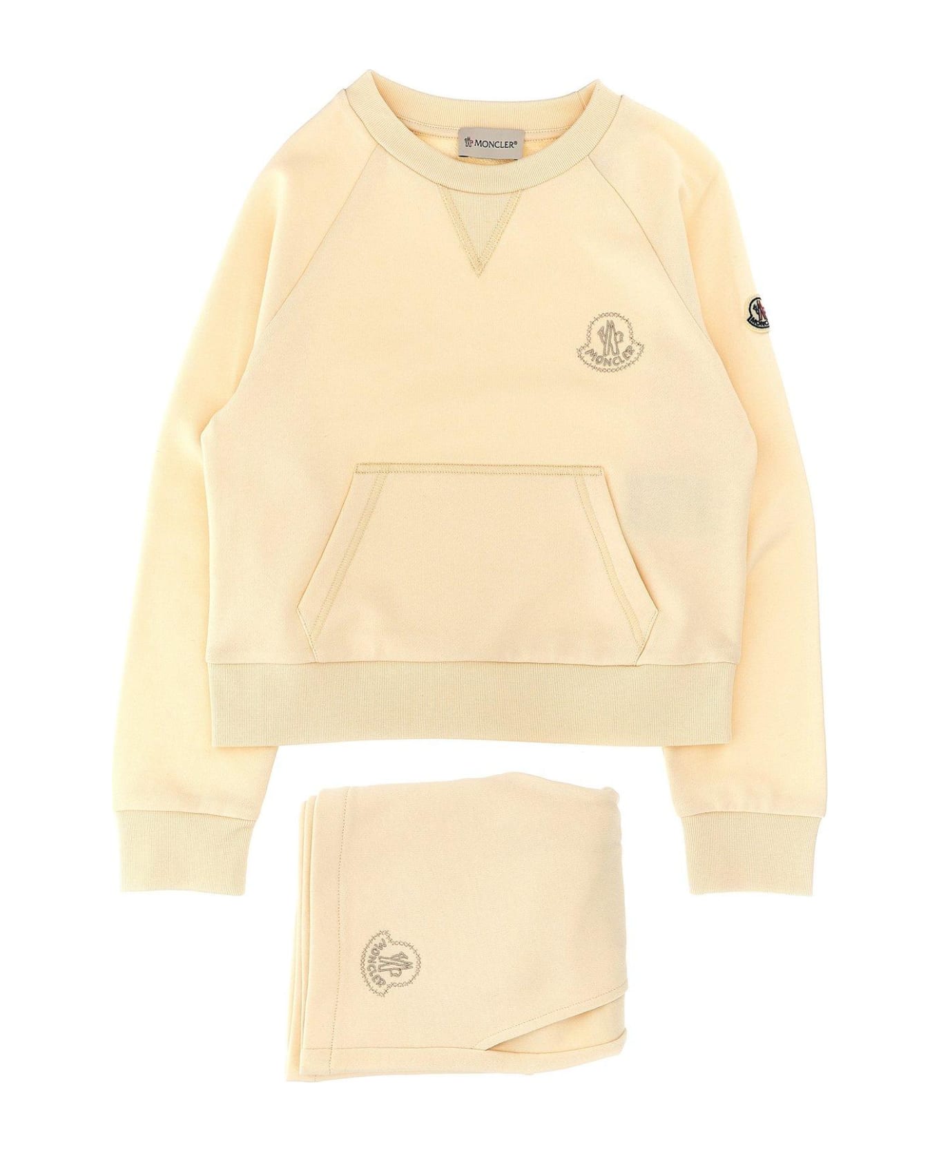 Moncler Embroidered Logo Tracksuit - Crema