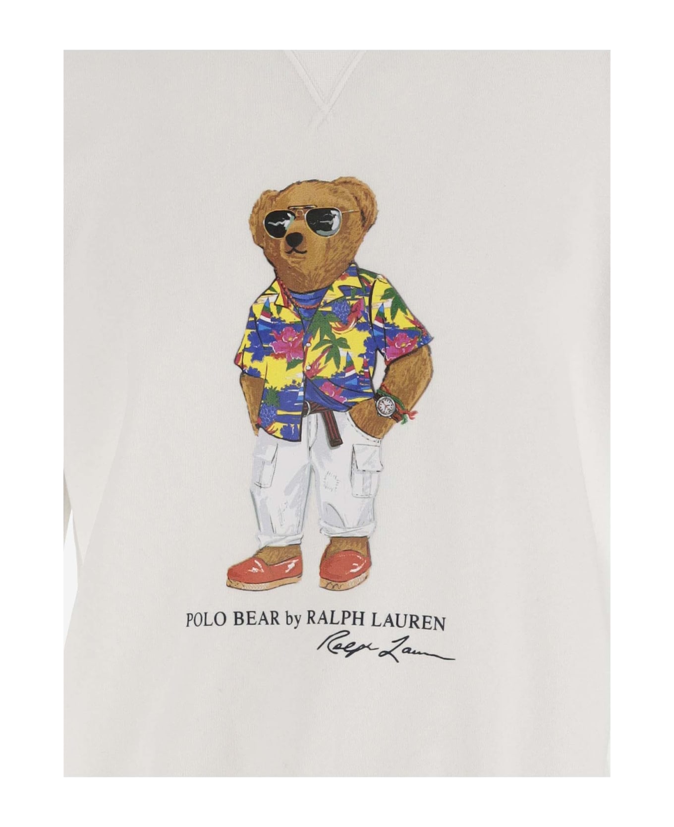 Polo Ralph Lauren Cotton Blend Sweatshirt With Polo Bear Pattern - White フリース