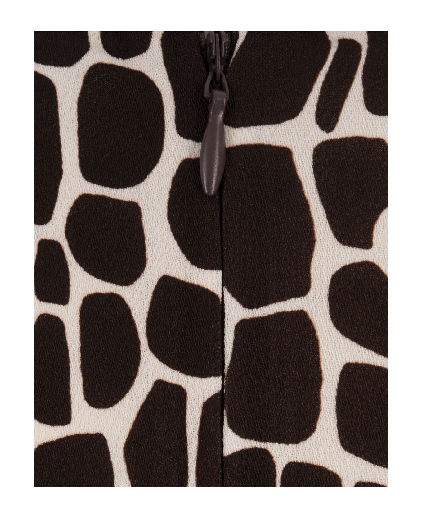 MSGM Fluid Long Dress In Optical Giraffe Print Viscose - Brown