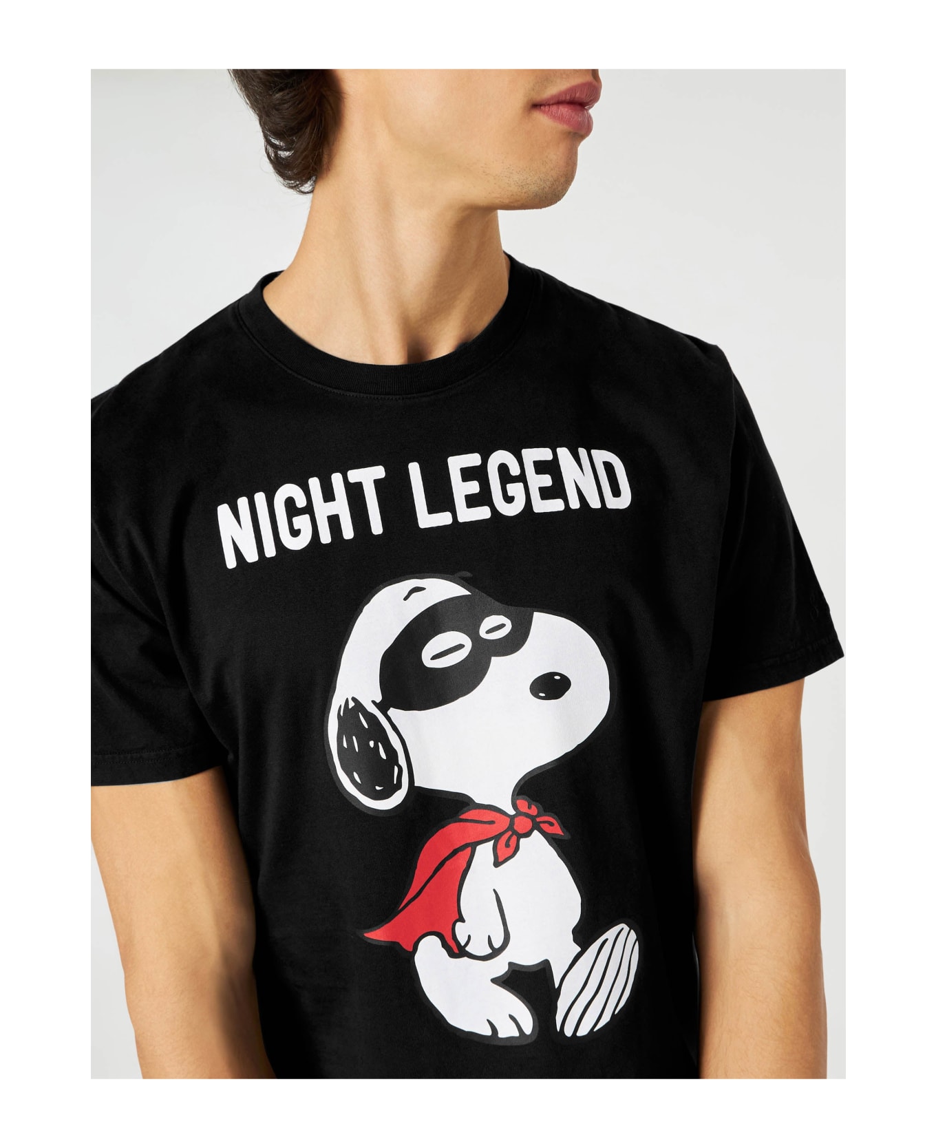 MC2 Saint Barth Man Cotton T-shirt With Snoopy Night Legend Print | Snoopy - Peanuts Special Edition - BLACK