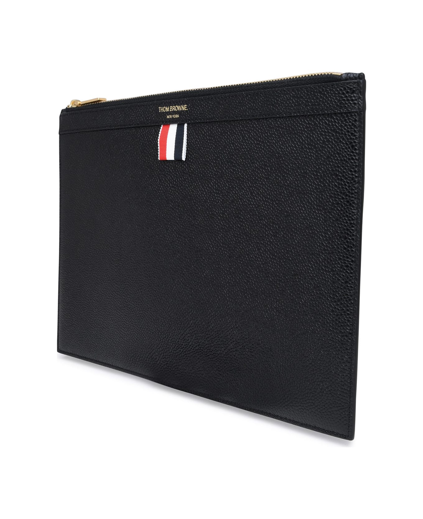 Thom Browne Black Leather Small Document Holder - Black バッグ