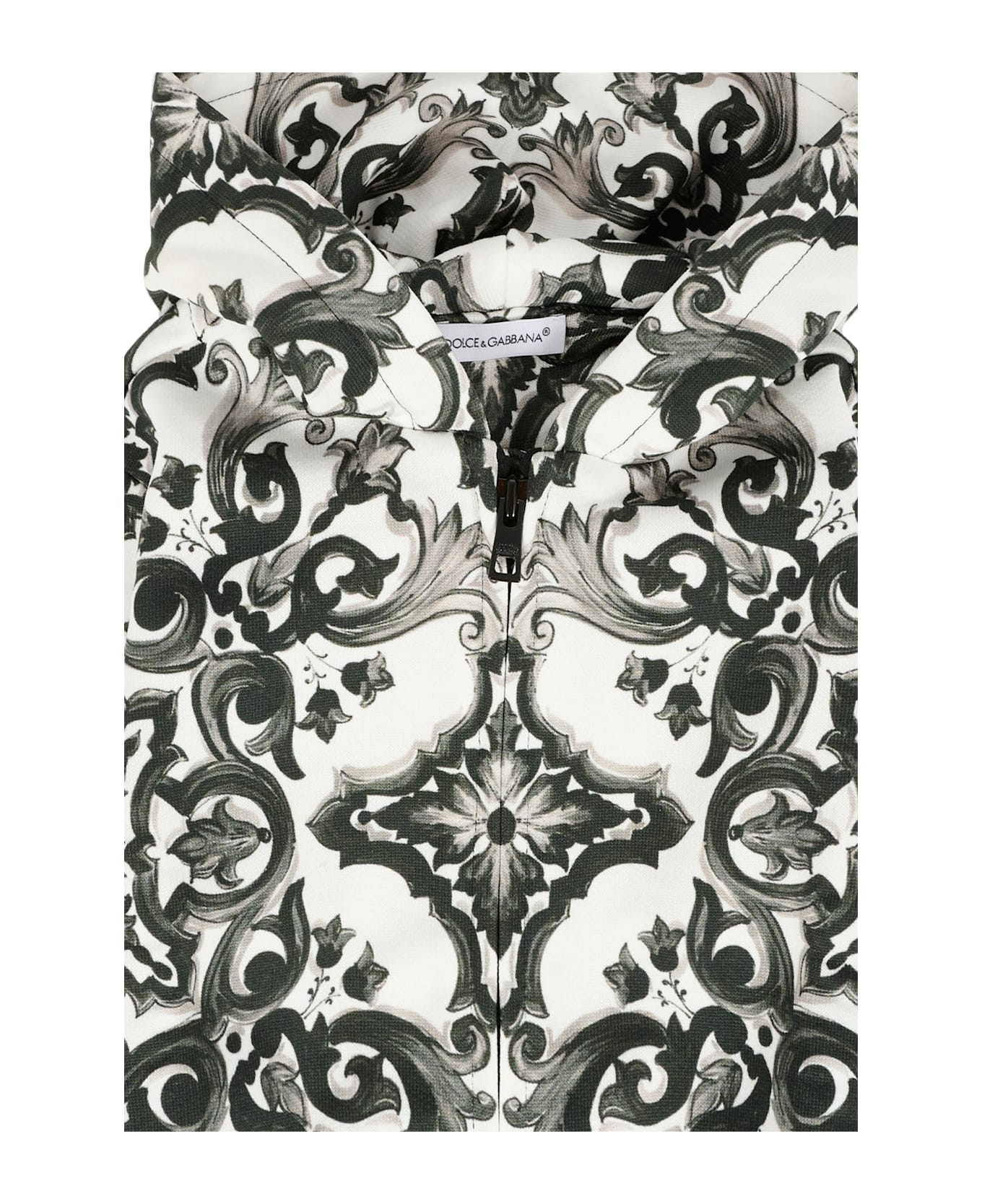 Dolce 
Gabbana White Sweatshirt For Baby Boy With Majolica Print - White