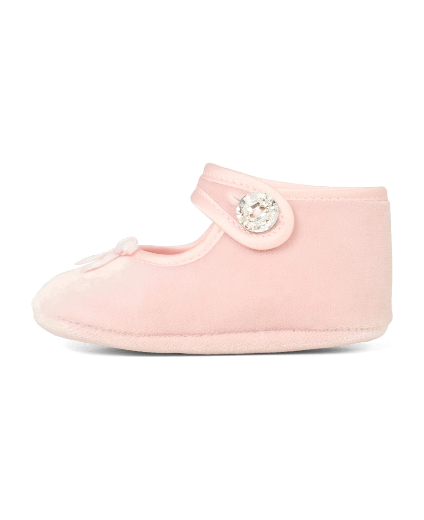 Monnalisa Pink Ballet Shoes For Baby Girl With Bow - Pink