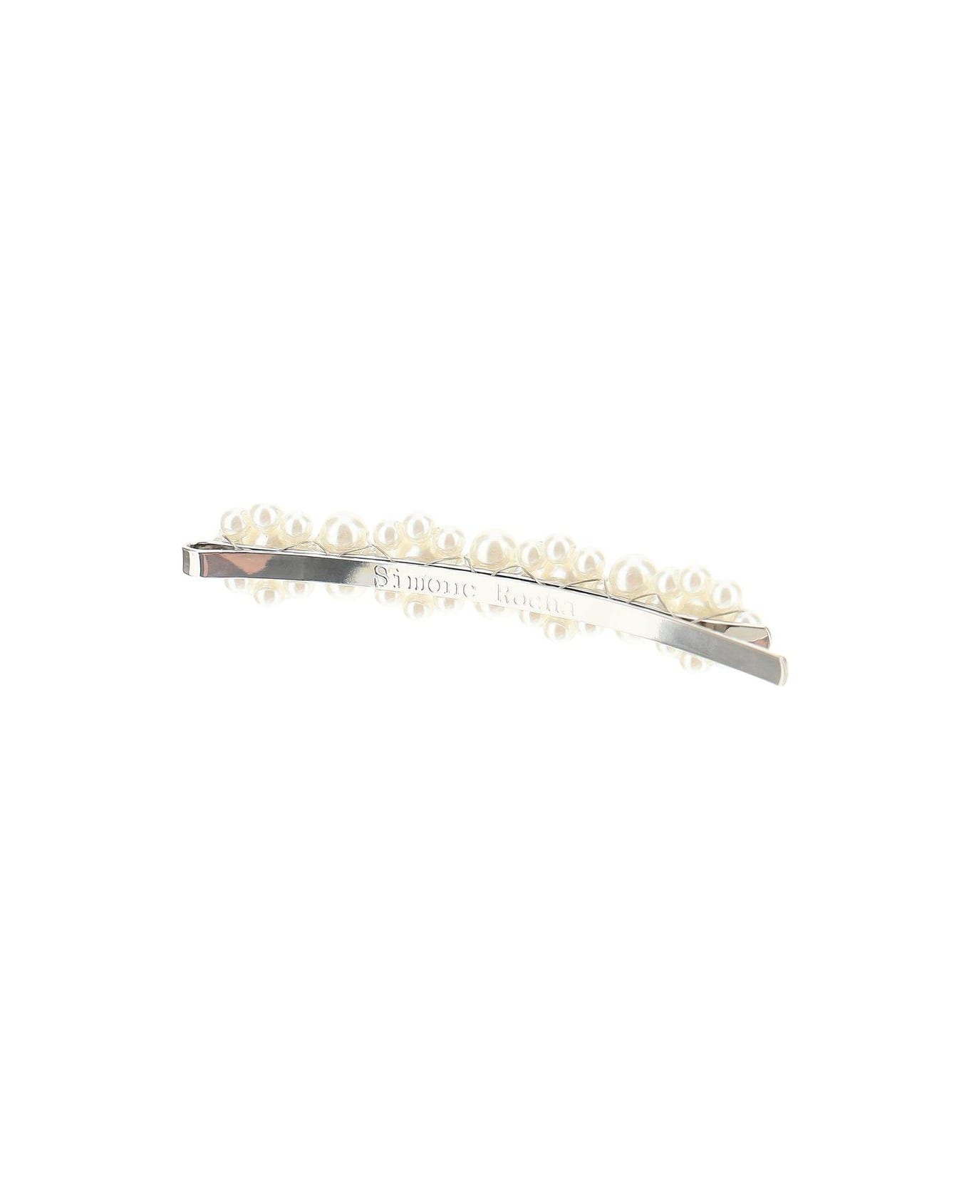 Simone Rocha Pearl Embellished Hairclip - WHITE/SILVER