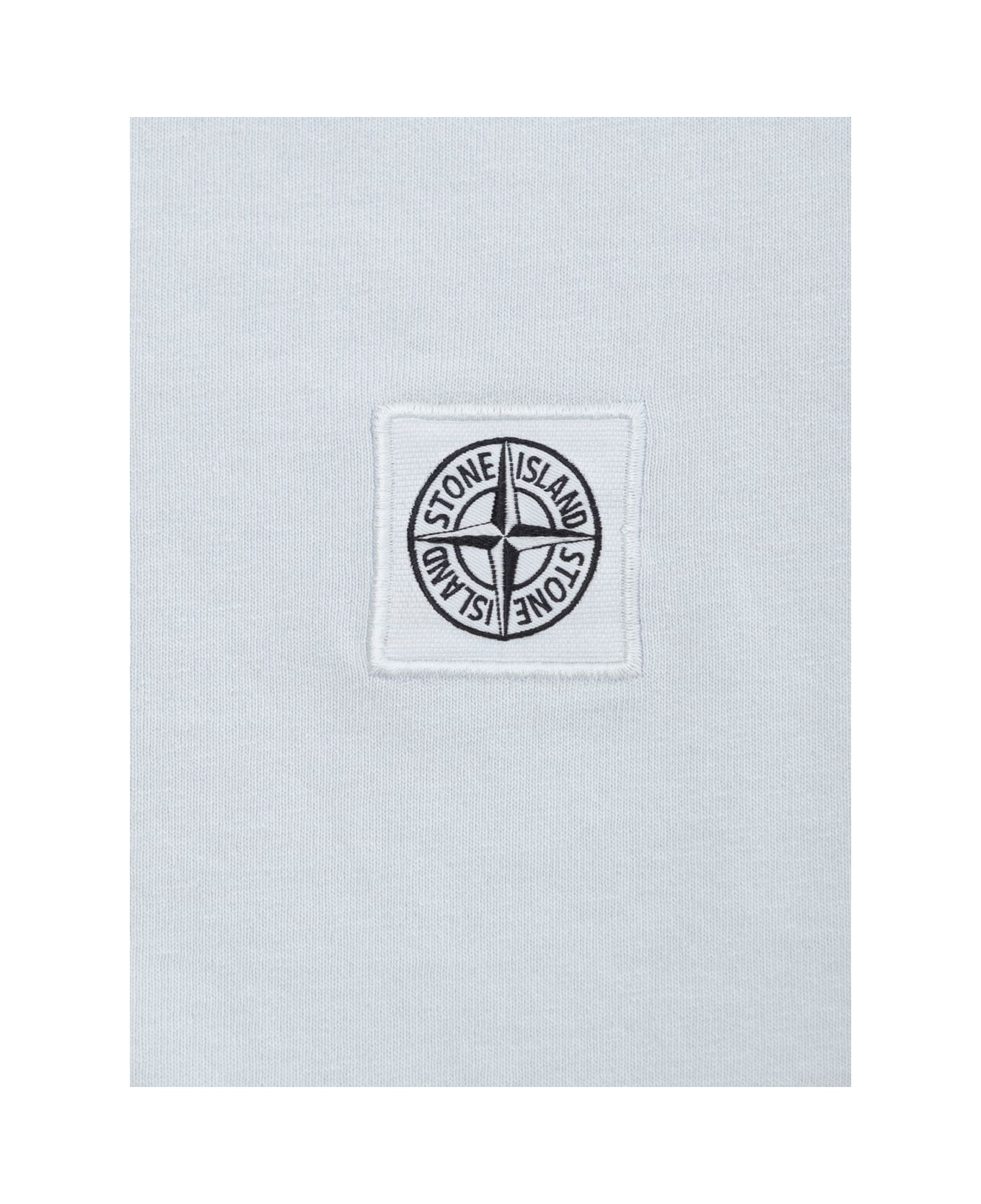 Stone Island Junior Light Blue T-shirt With Round Neck And Logo Patch On The Front In Cotton Boy - Light blue