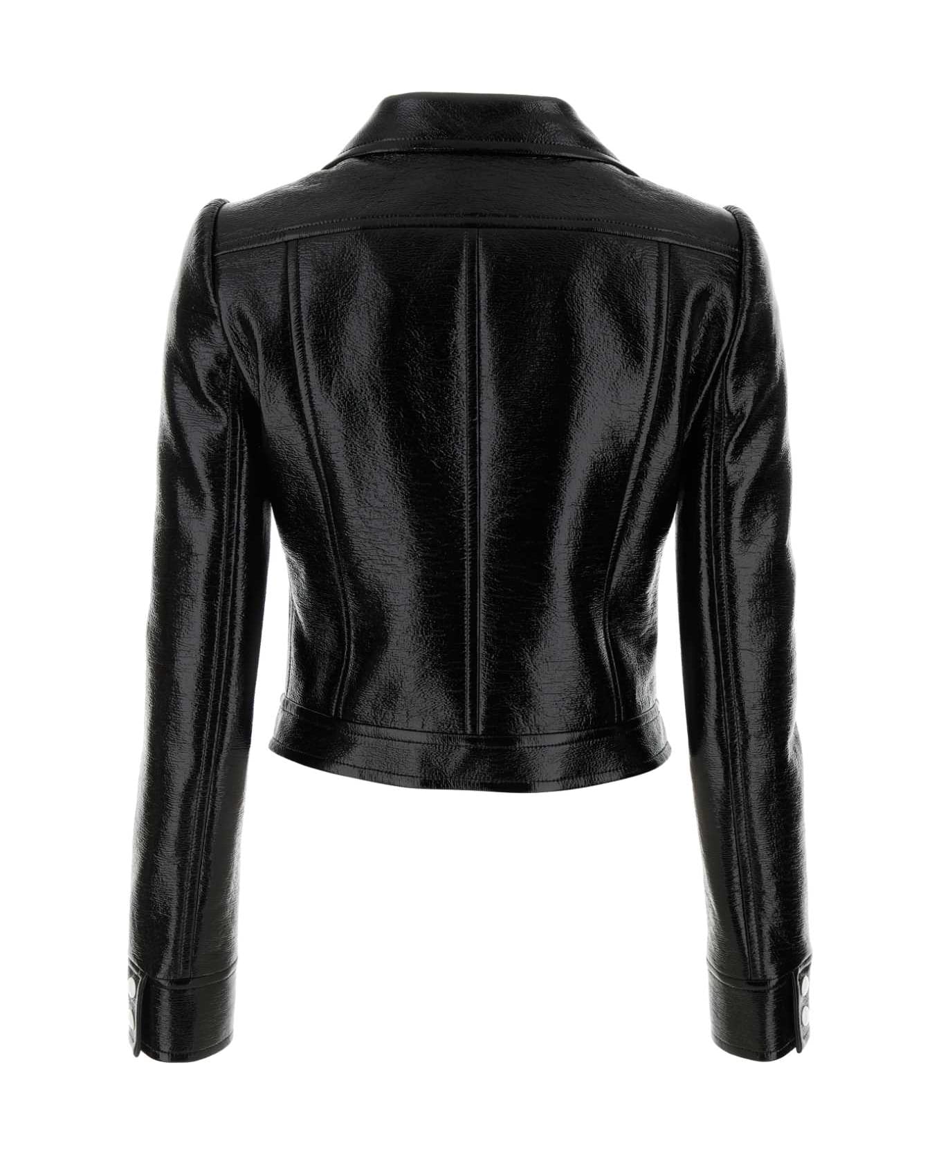 Courrèges Black Vinyl Blazer - Black