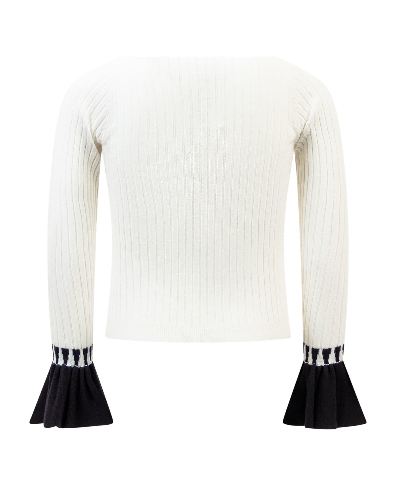 TwinSet Sweater With Logo - OFF WHITE/NERO