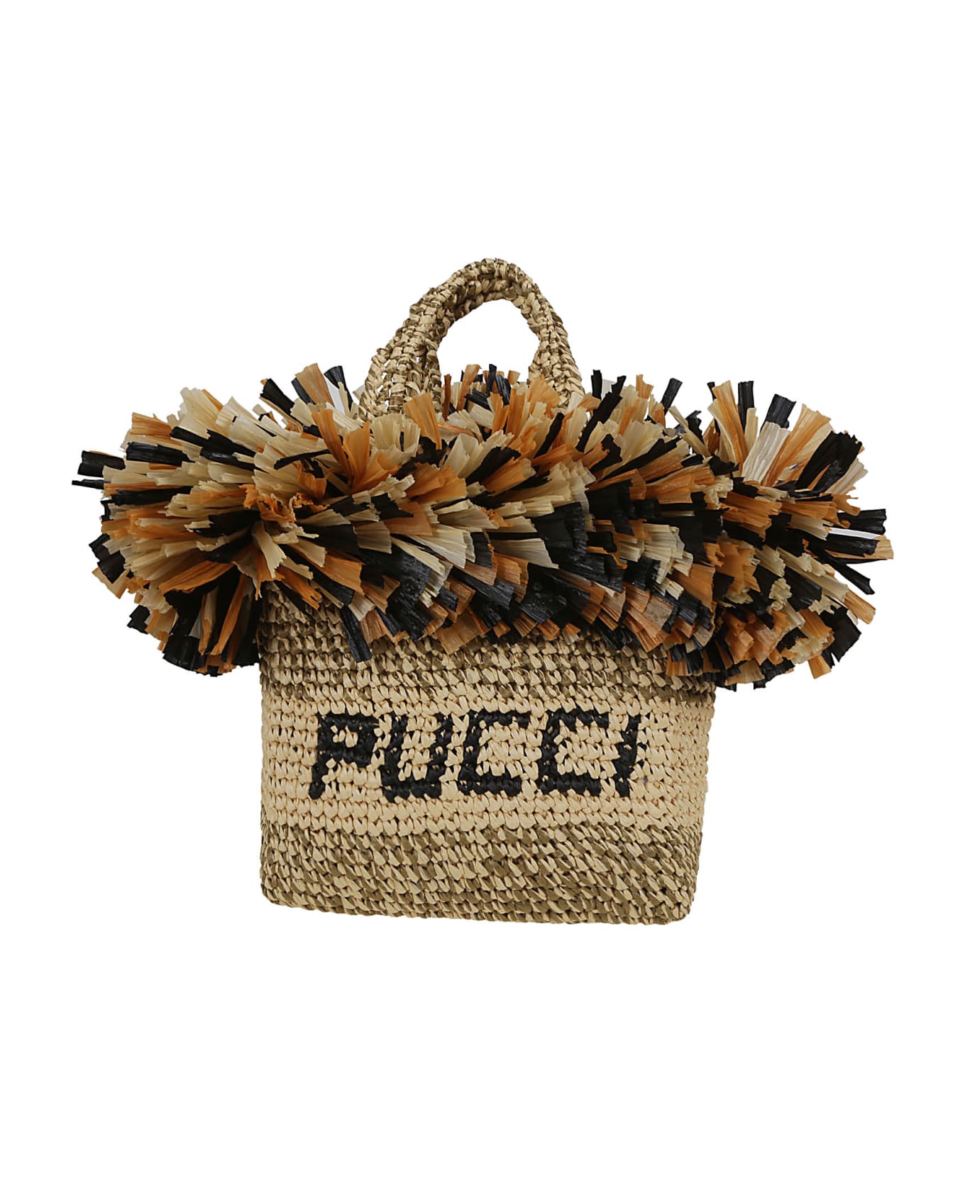 Pucci Tote Bag Small - Rafia - Kaki Naturale Nero