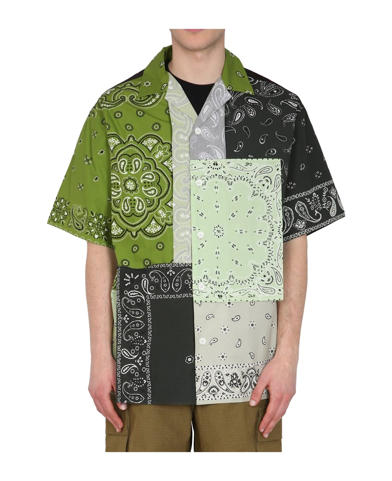 Kenzo Patchwork Cotton Shirt - Green