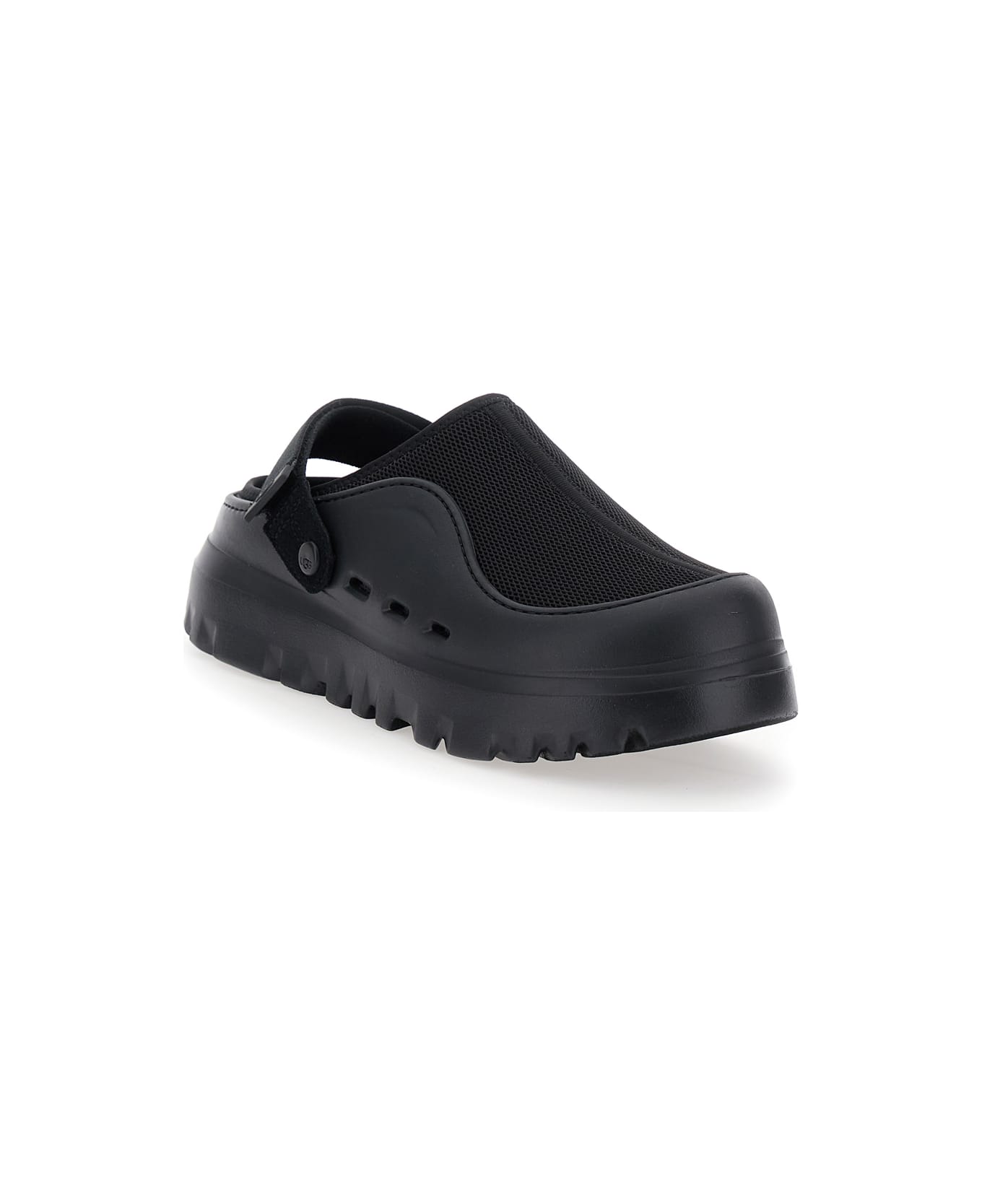 UGG 'peakmod' Black Mules With Adjustable Strap And Lug Sole In Tech Fabric Man - Black