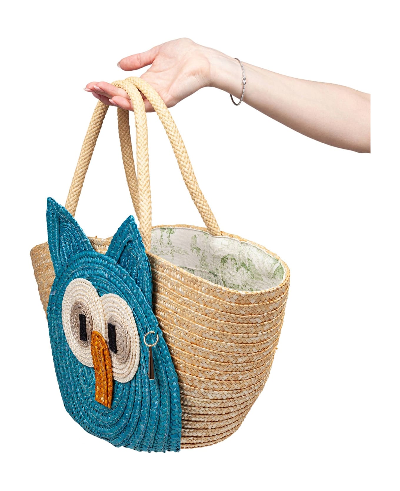 LaMilanesa Cioffi Handbag In Raffia Natural And Turquoise Color - Multi