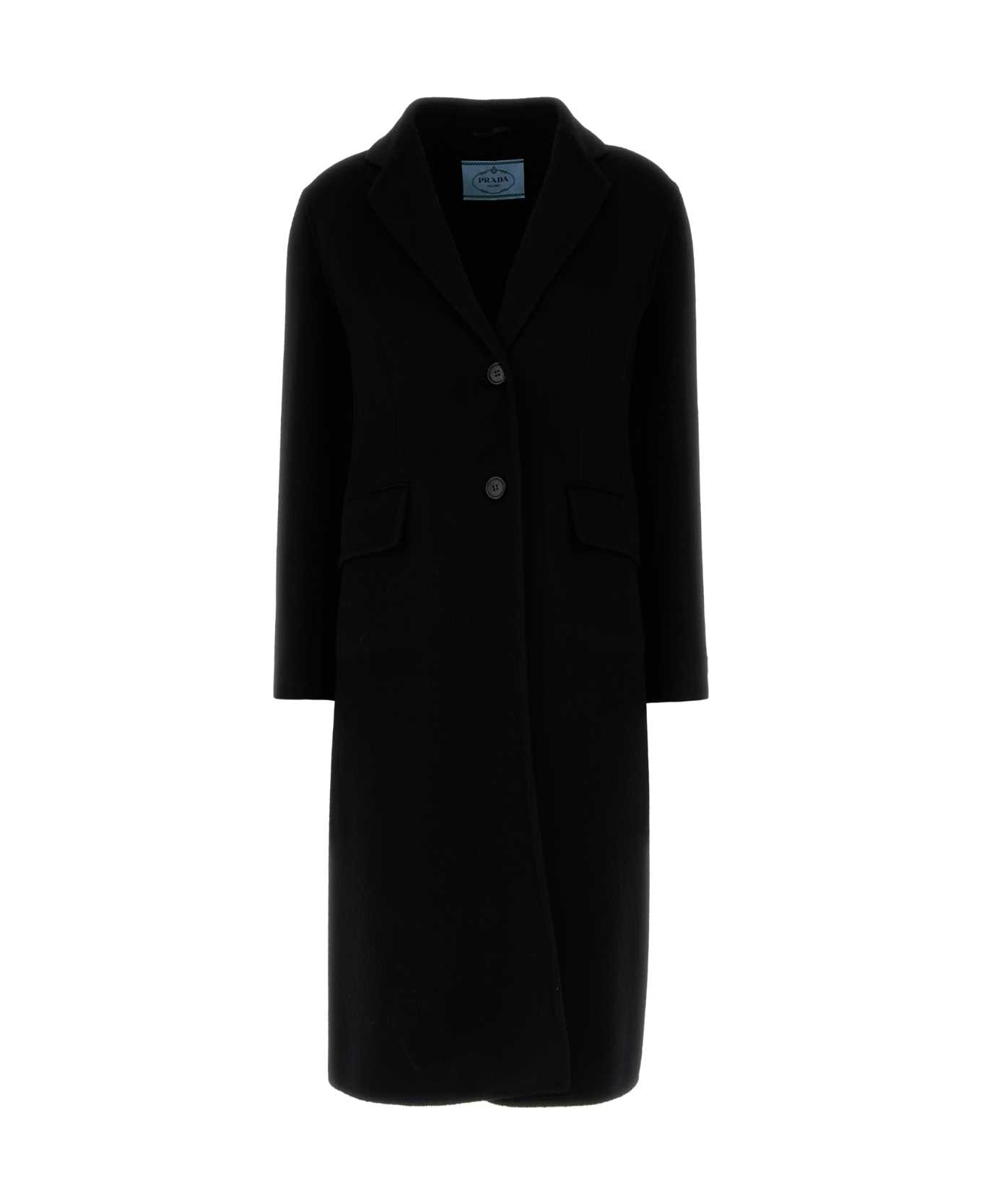 Prada Black Wool Blend Coat - NERO