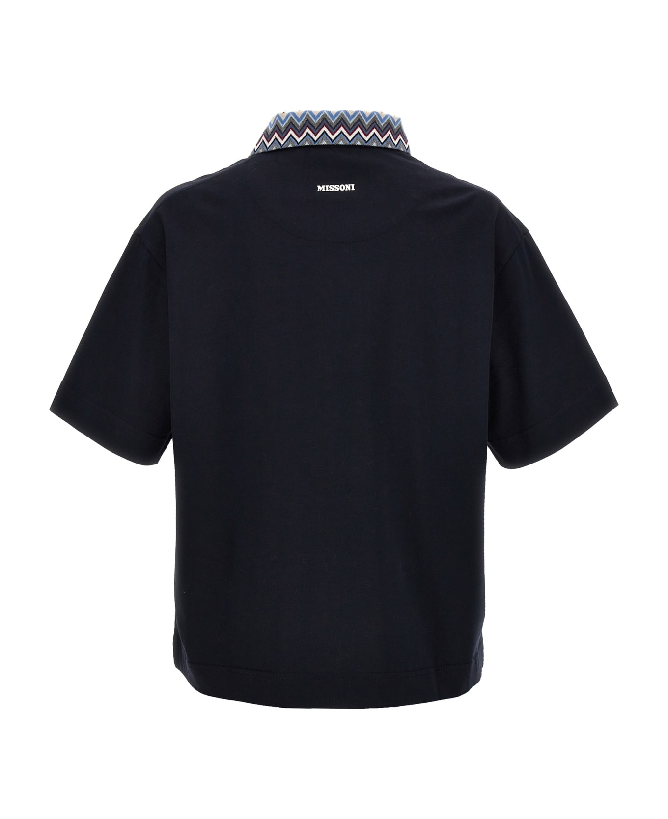 Missoni Zigzag Collar Polo Shirt - Blue ポロシャツ