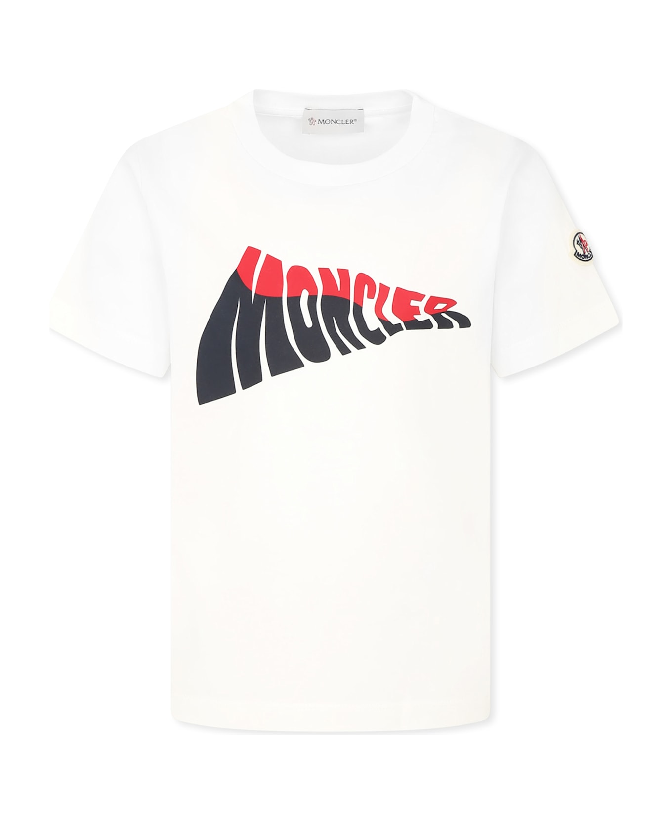 Moncler White T-shirt For Boy With Logo - White
